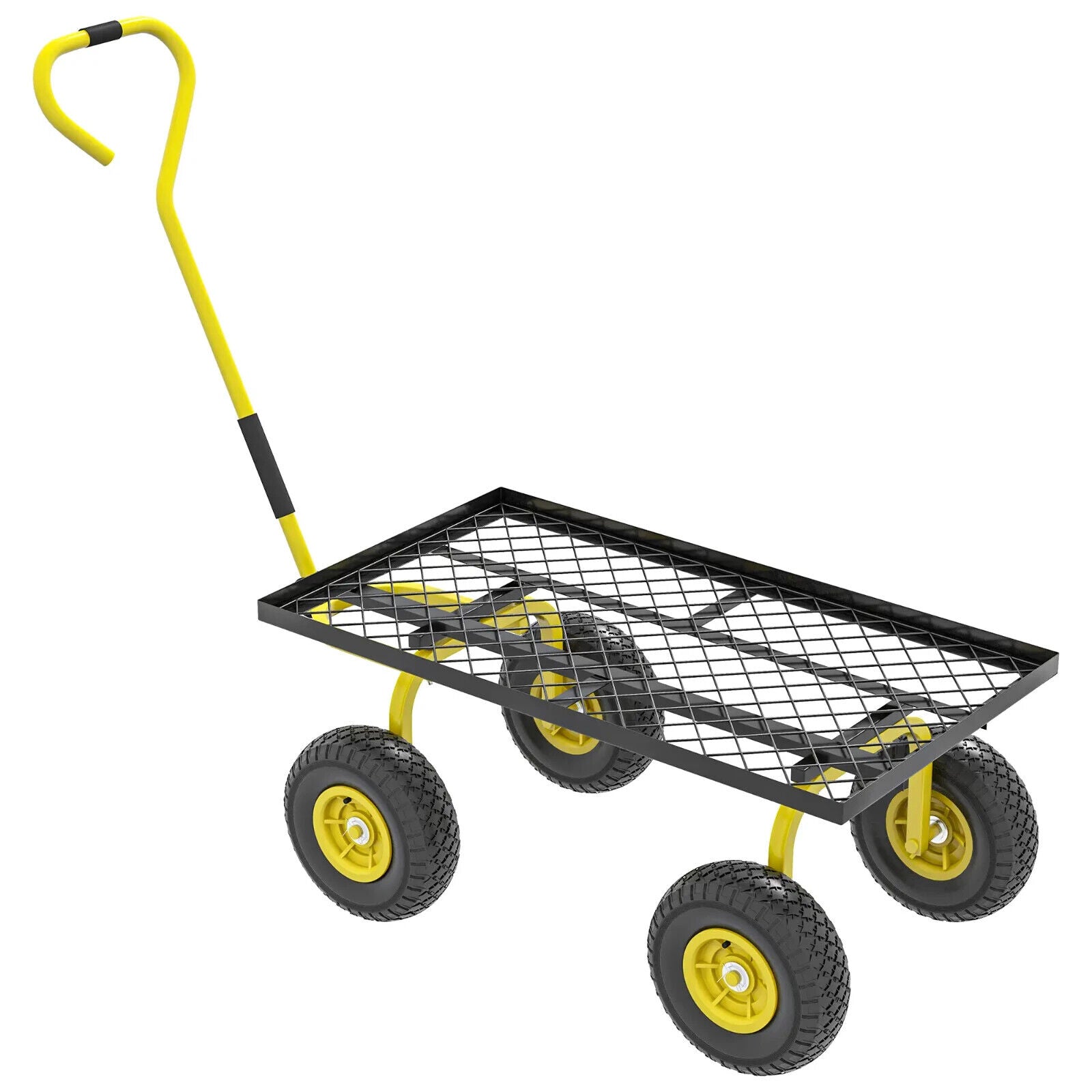 Garden Trolley Cart w/ Pneumatic Wheels & Rotating Handle Heavy - Duty Yard Wagon - Home and Garden Furniture Shop - #rustic - furniture#