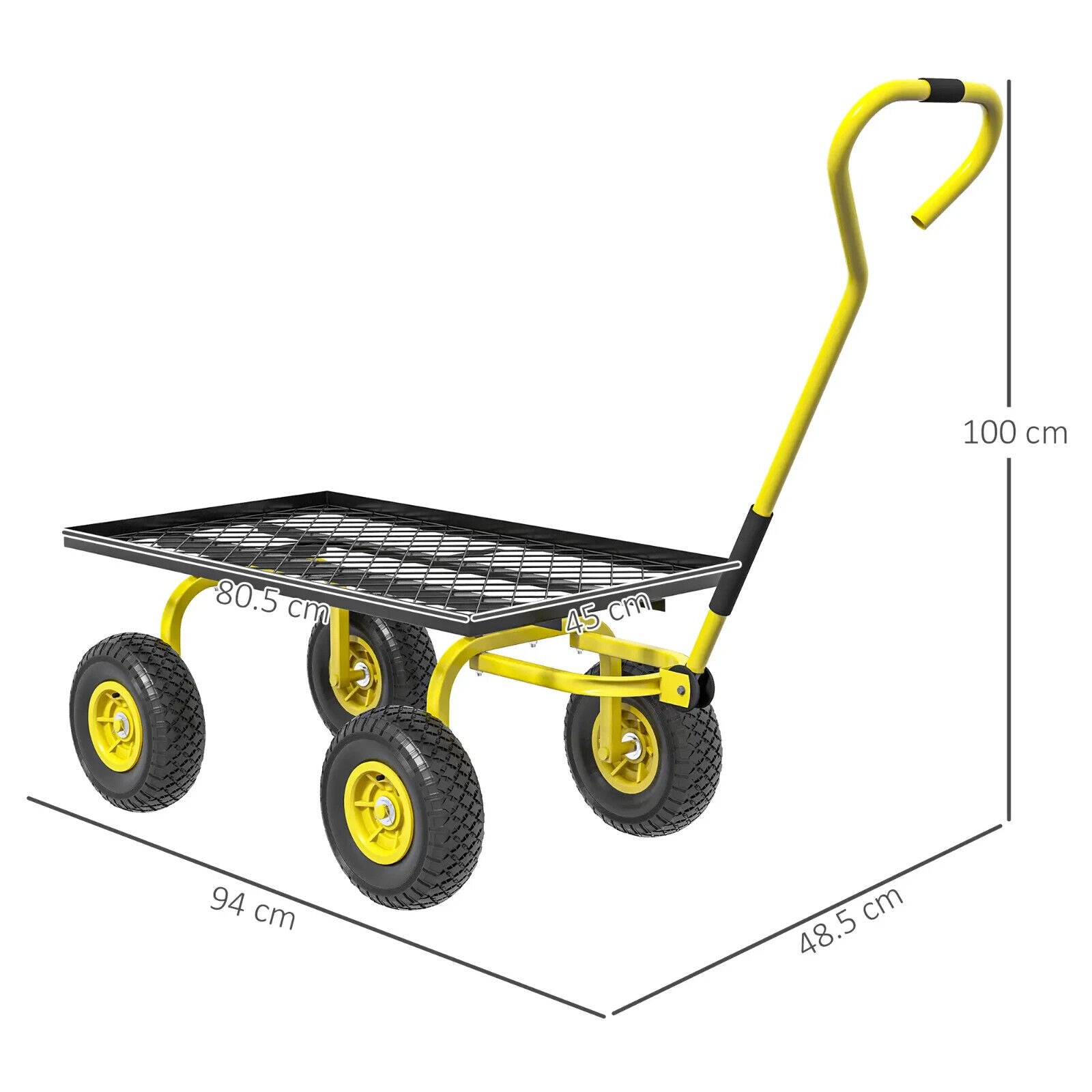 Garden Trolley Cart w/ Pneumatic Wheels & Rotating Handle Heavy - Duty Yard Wagon - Home and Garden Furniture Shop - #rustic - furniture#