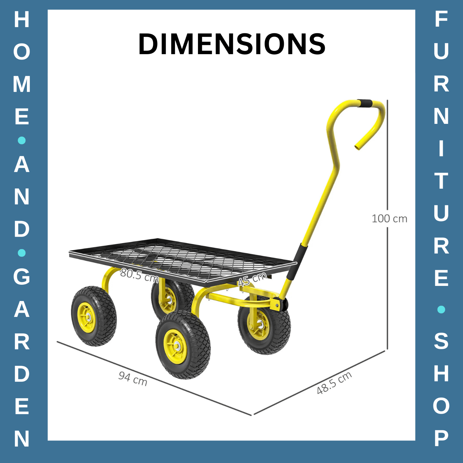 Garden Trolley Cart w/ Pneumatic Wheels & Rotating Handle Heavy - Duty Yard Wagon - Home and Garden Furniture Shop - #rustic - furniture#