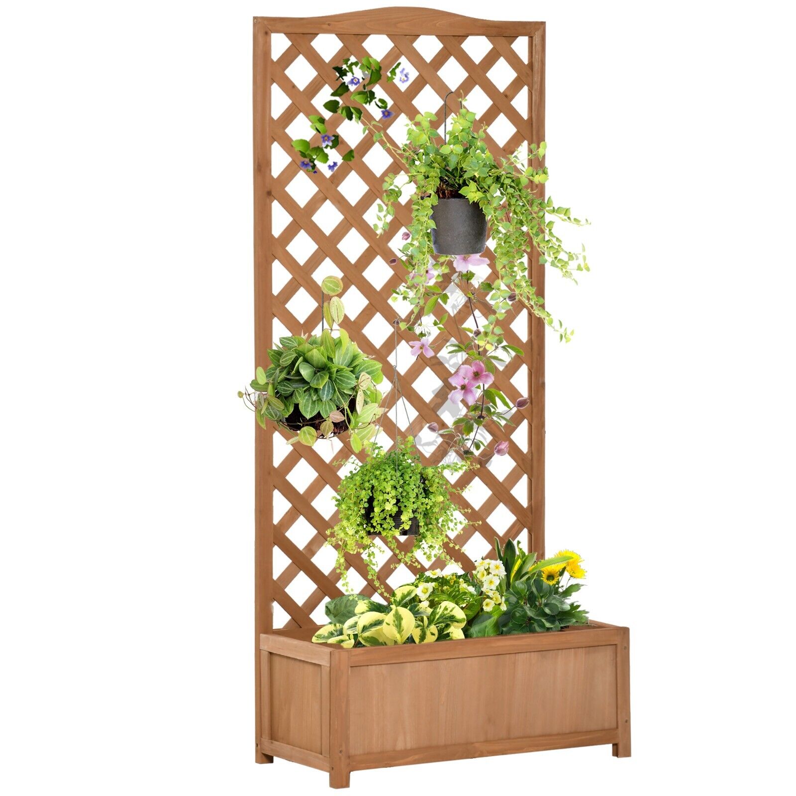 Garden Wood Planter Box w/ Trellis Lattice Raised Flower Bed 76x36x170cm Outdoor - Home and Garden Furniture Shop - #rustic - furniture#