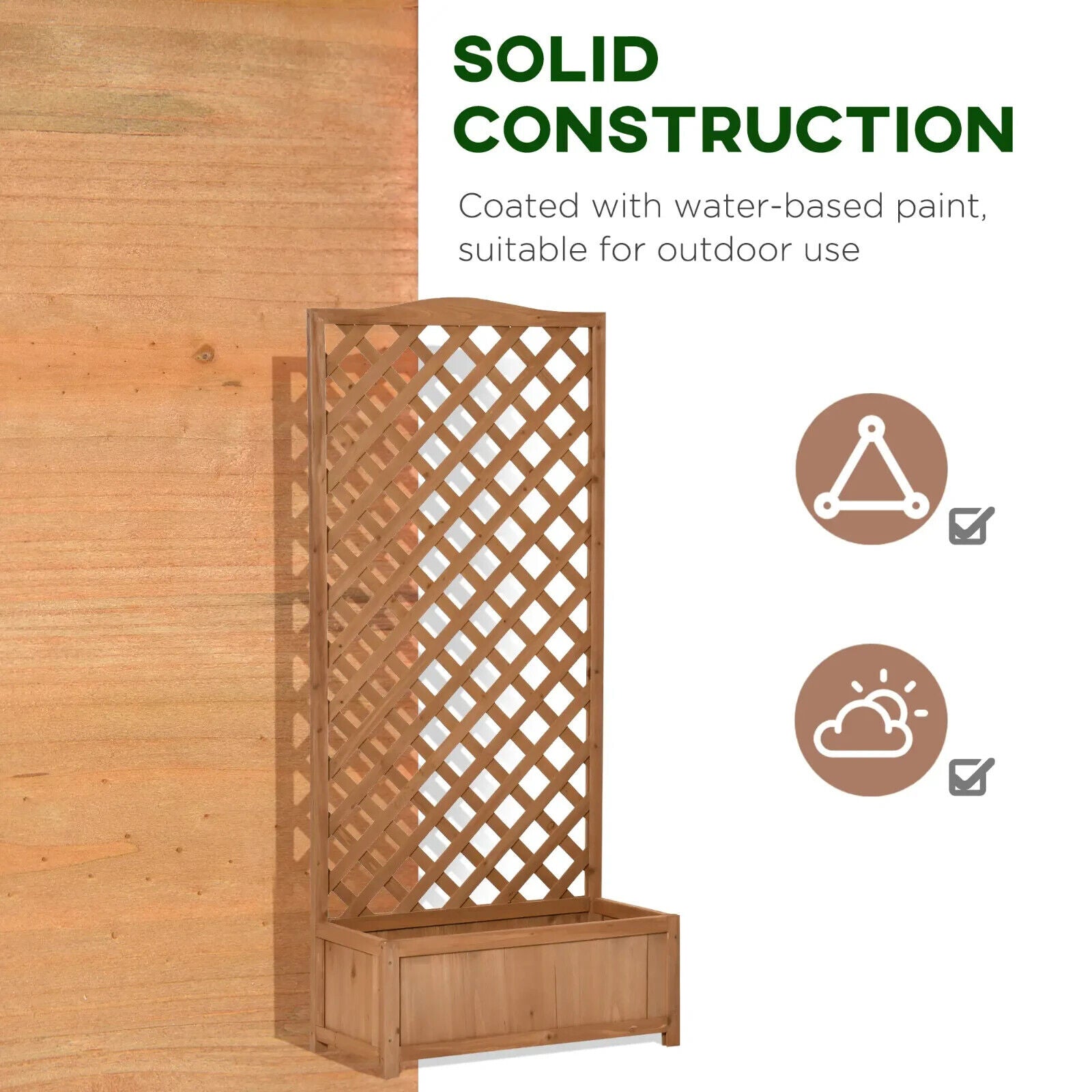 Garden Wood Planter Box w/ Trellis Lattice Raised Flower Bed 76x36x170cm Outdoor - Home and Garden Furniture Shop - #rustic - furniture#