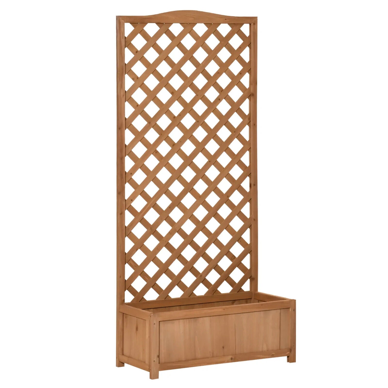 Garden Wood Planter Box w/ Trellis Lattice Raised Flower Bed 76x36x170cm Outdoor - Home and Garden Furniture Shop - #rustic - furniture#
