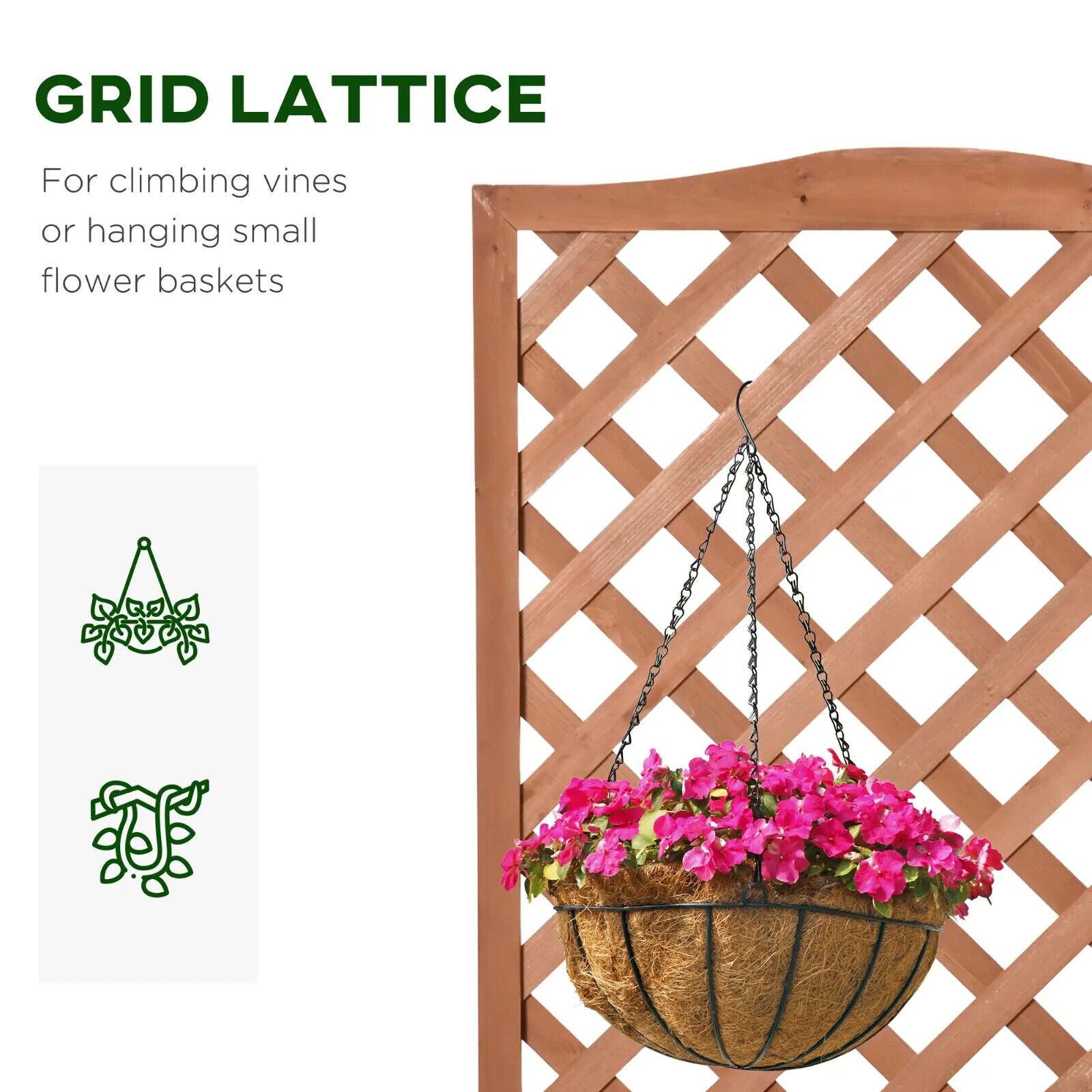 Garden Wood Planter Box w/ Trellis Lattice Raised Flower Bed 76x36x170cm Outdoor - Home and Garden Furniture Shop - #rustic - furniture#