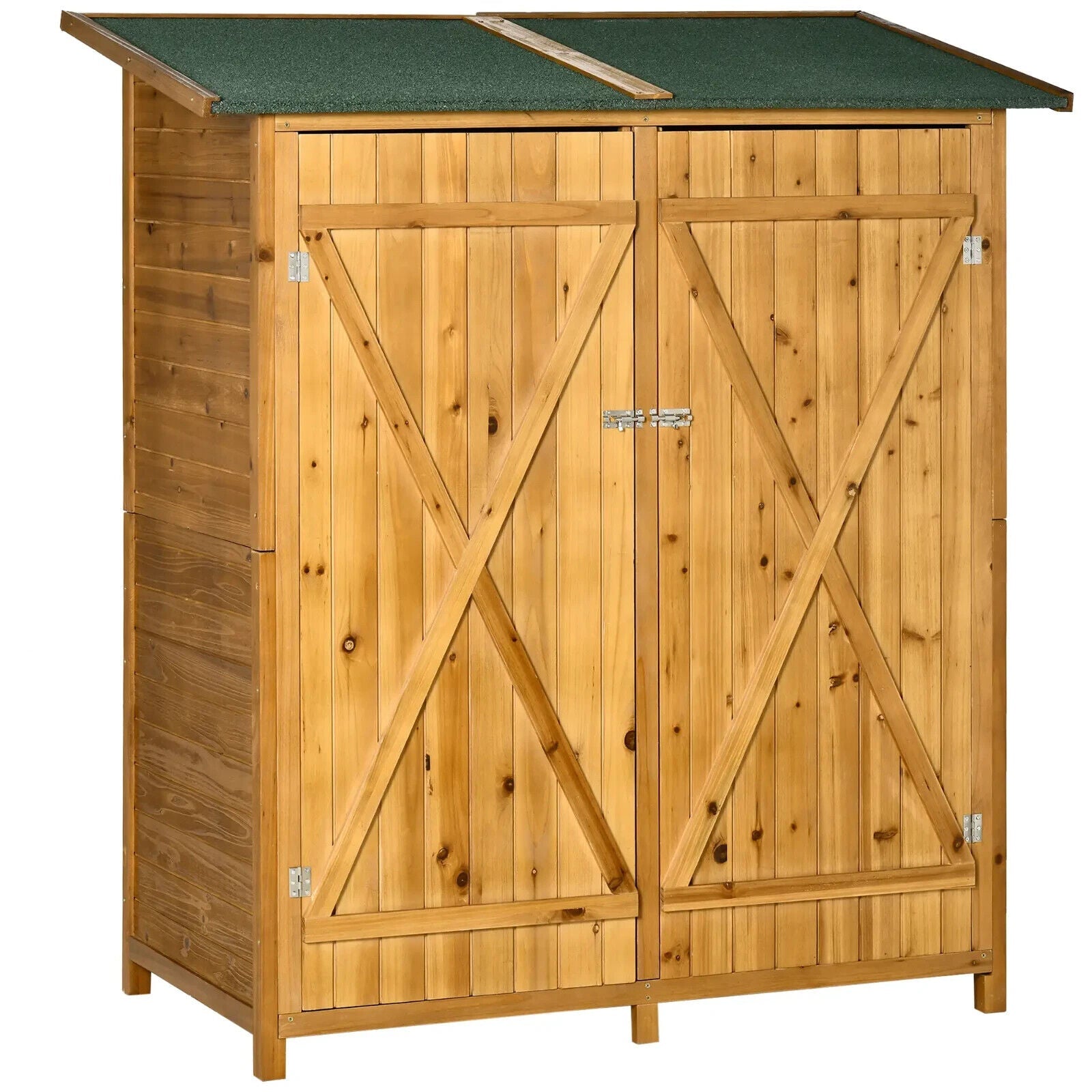 Garden Wood Storage Shed with Flexible Table Hooks Ground Nails Lockable Outdoor - Home and Garden Furniture Shop - #rustic - furniture#