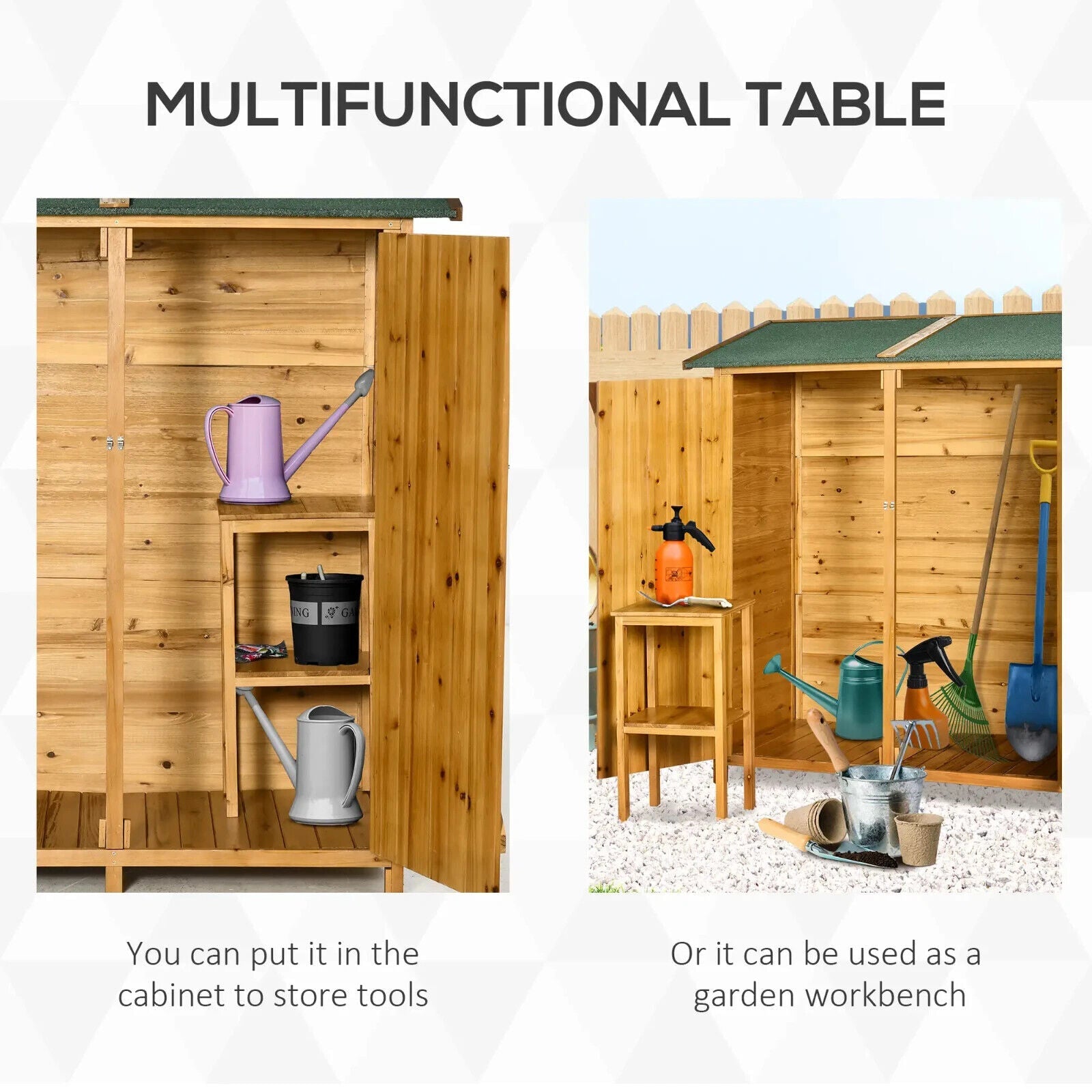 Garden Wood Storage Shed with Flexible Table Hooks Ground Nails Lockable Outdoor - Home and Garden Furniture Shop - #rustic - furniture#