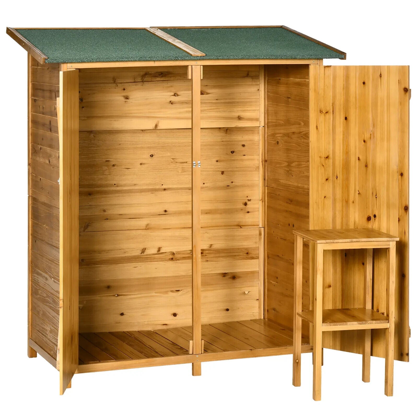 Garden Wood Storage Shed with Flexible Table Hooks Ground Nails Lockable Outdoor - Home and Garden Furniture Shop - #rustic - furniture#