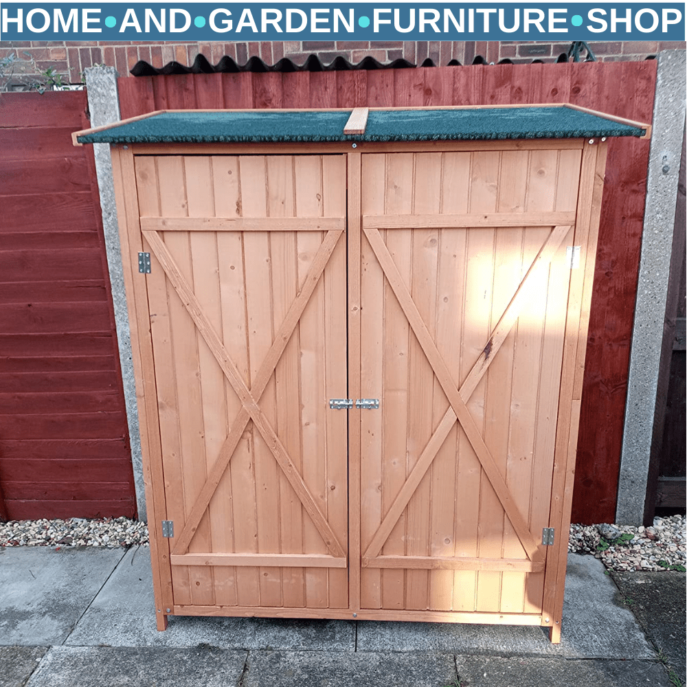 Garden Wood Storage Shed with Flexible Table Hooks Ground Nails Lockable Outdoor - Home and Garden Furniture Shop - #rustic - furniture#