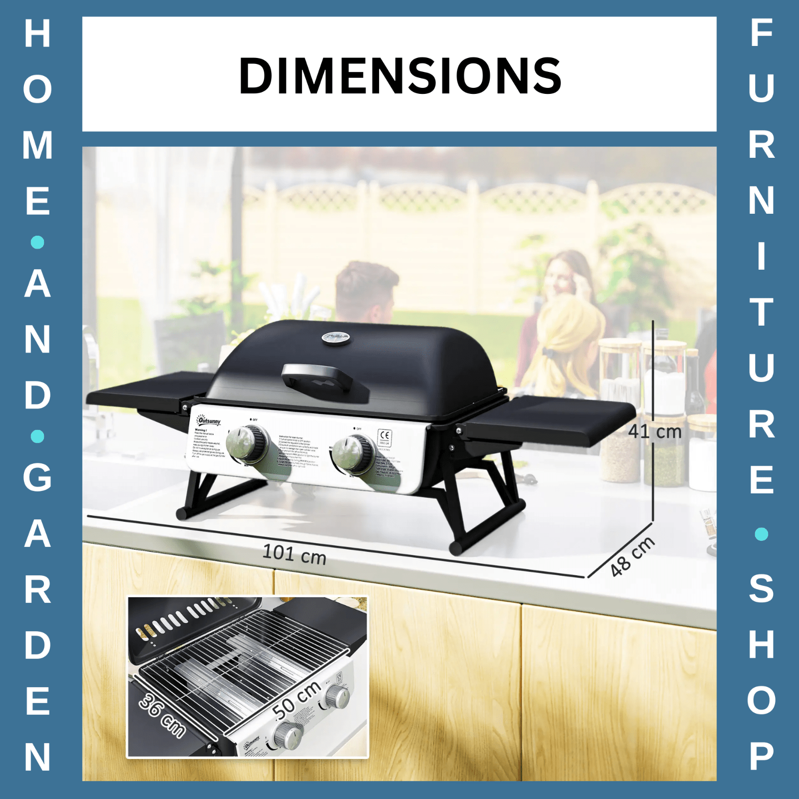 Gas Barbecue Grill 2 Burner Powder Coated with Built - In Thermometer & Lid Black - Home and Garden Furniture Shop - rustic - furniture