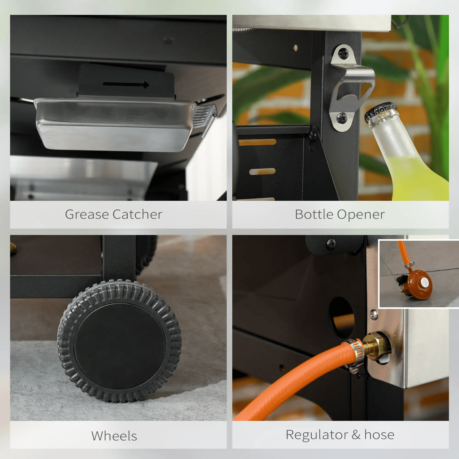 Gas Barbecue Grill Propane with 4 - Burner, Bottle Opener & Thermometer Black - Home and Garden Furniture Shop - rustic - furniture