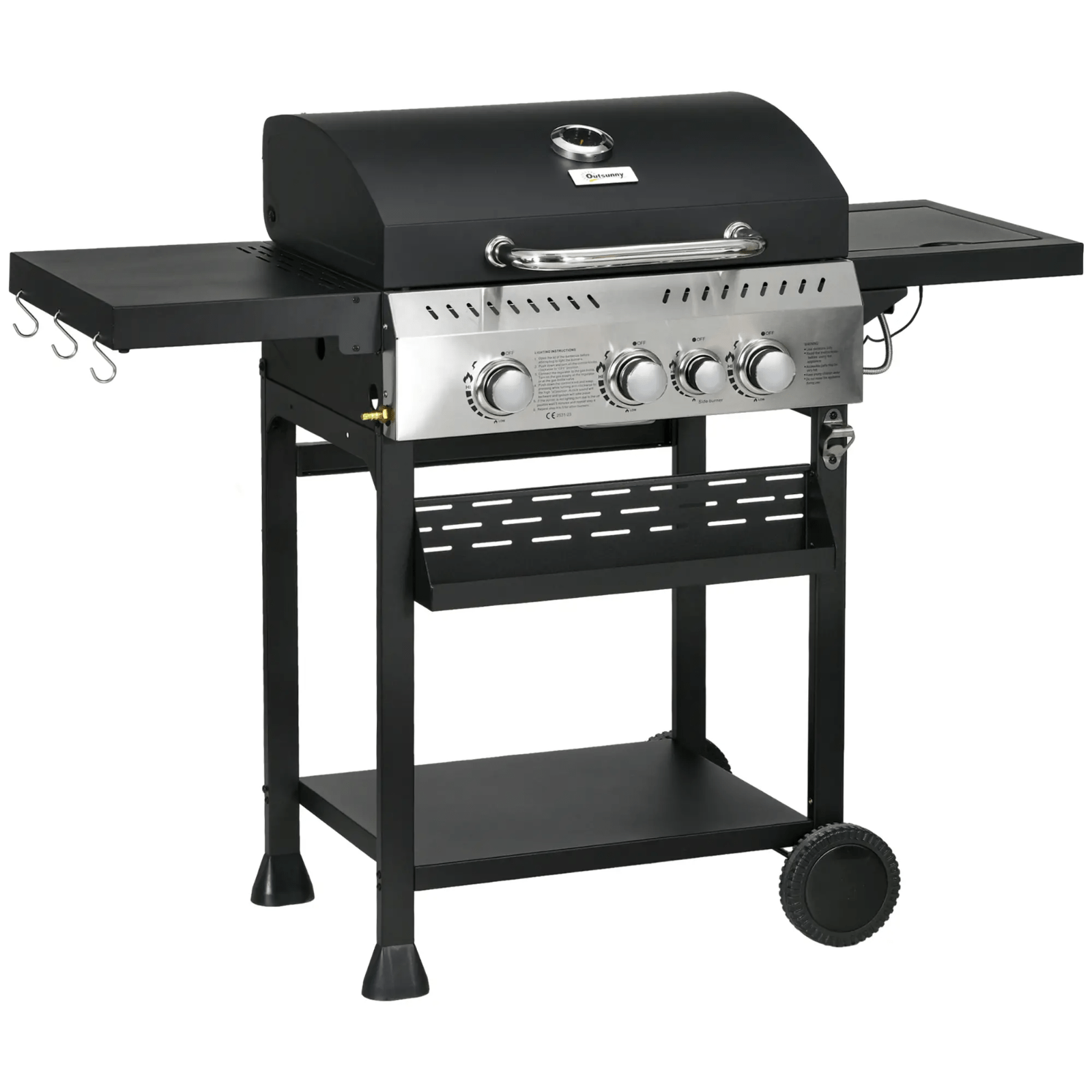 Gas Barbecue Grill Propane with 4 - Burner, Bottle Opener & Thermometer Black - Home and Garden Furniture Shop - rustic - furniture