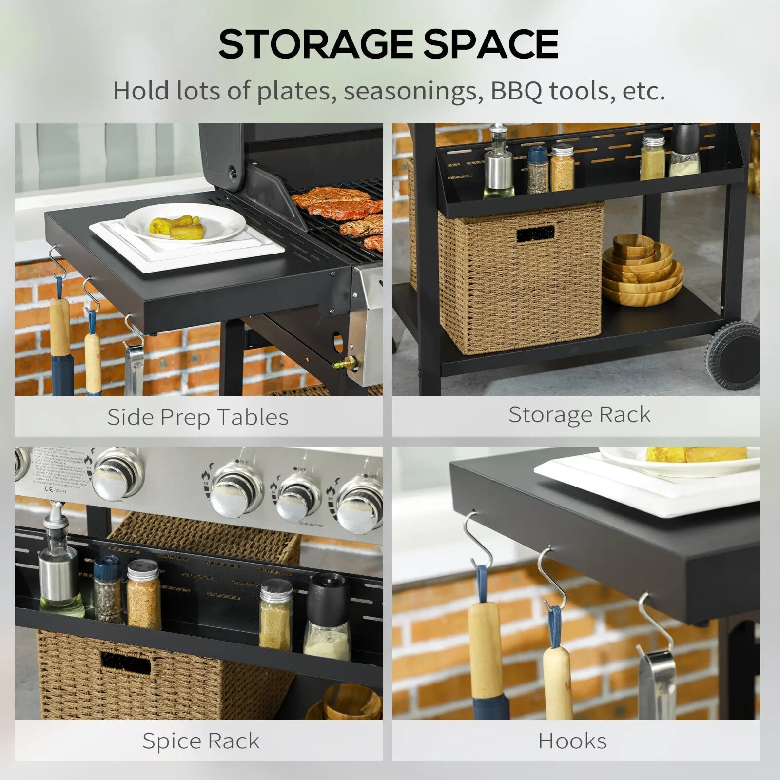 Gas Barbecue Grill Propane with 5 - Burner BBQ Bottle Opener & Thermometer Black - Home and Garden Furniture Shop - rustic - furniture