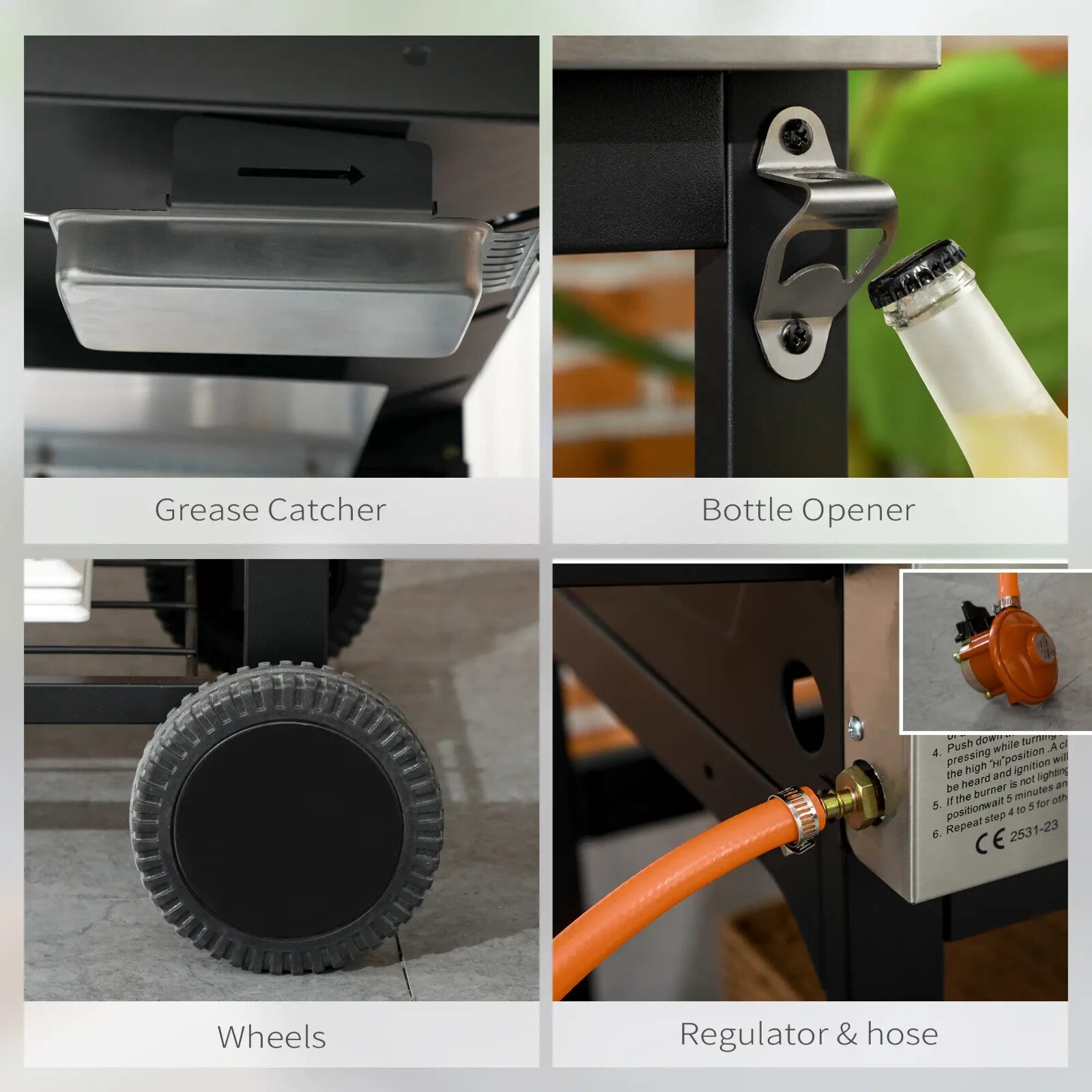 Gas Barbecue Grill Propane with Thermometer Gauge, Lower Shelf & 2 - Wheels Black - Home and Garden Furniture Shop - rustic - furniture