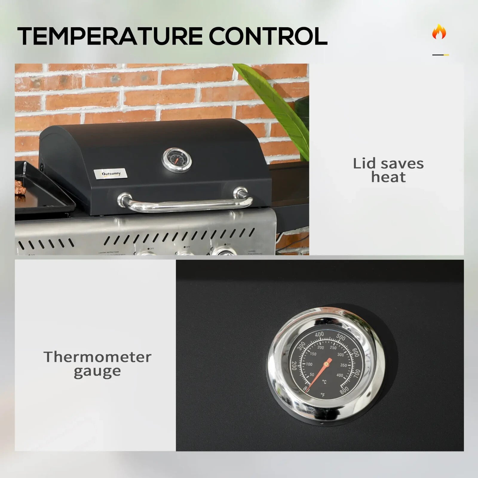 Gas Barbecue Grill Propane with Thermometer Gauge, Lower Shelf & 2 - Wheels Black - Home and Garden Furniture Shop - rustic - furniture