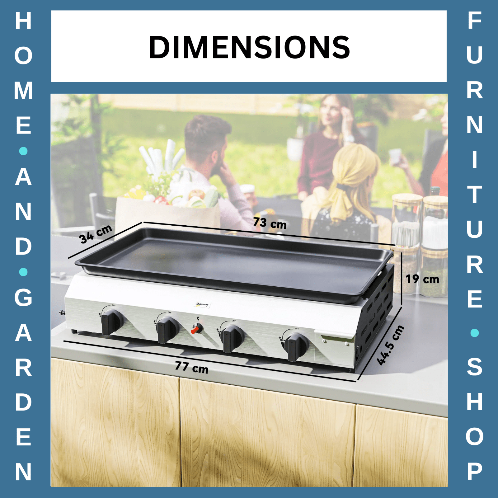 Gas BBQ Grill with Non - Stick Griddle Plate & Adjustable Foot Pads Silver Tone - Home and Garden Furniture Shop - rustic - furniture