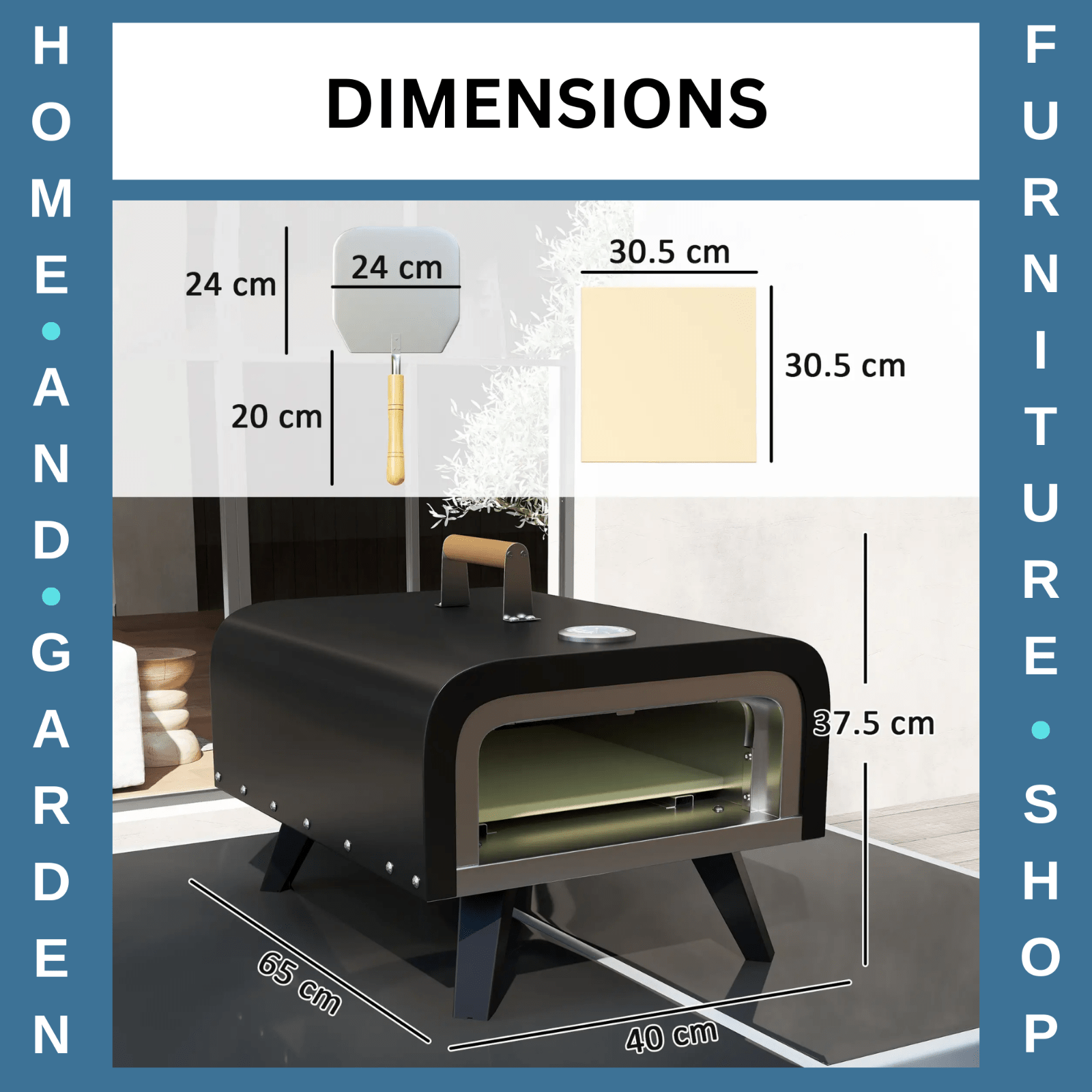 Gas Pizza Oven Portable w/ Built - In Thermometer, Foldable Legs & Tabletop Black - Home and Garden Furniture Shop - rustic - furniture