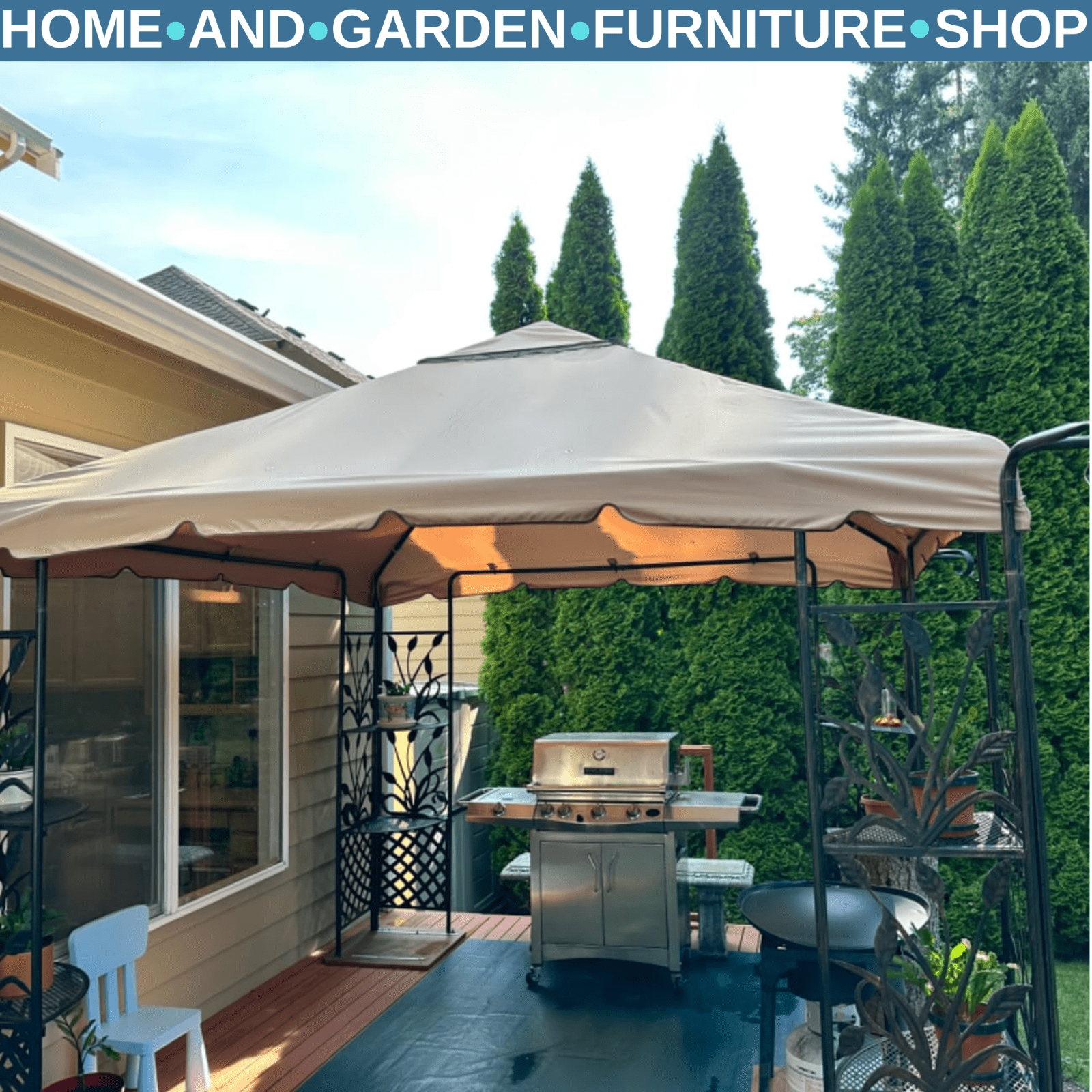 Gazebo 2 - Tier Replacement Roof Canopy Sun Shelter Awning UV Resistant Cream - Home and Garden Furniture Shop - rustic - furniture