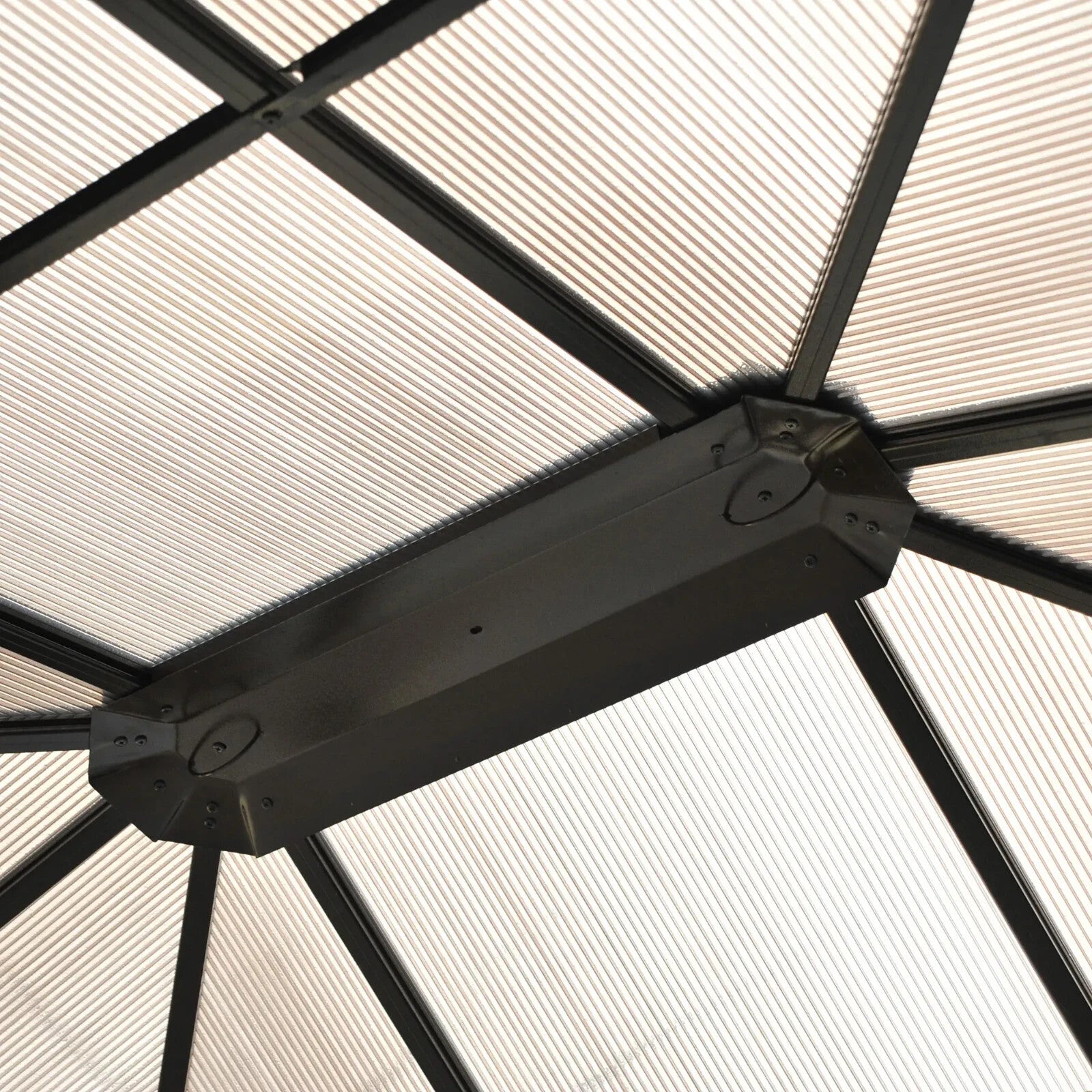 Gazebo Canopy Hardtop W/ Polycarbonate Roof, Mosquito Netting & Curtains Black - Home and Garden Furniture Shop - rustic - furniture