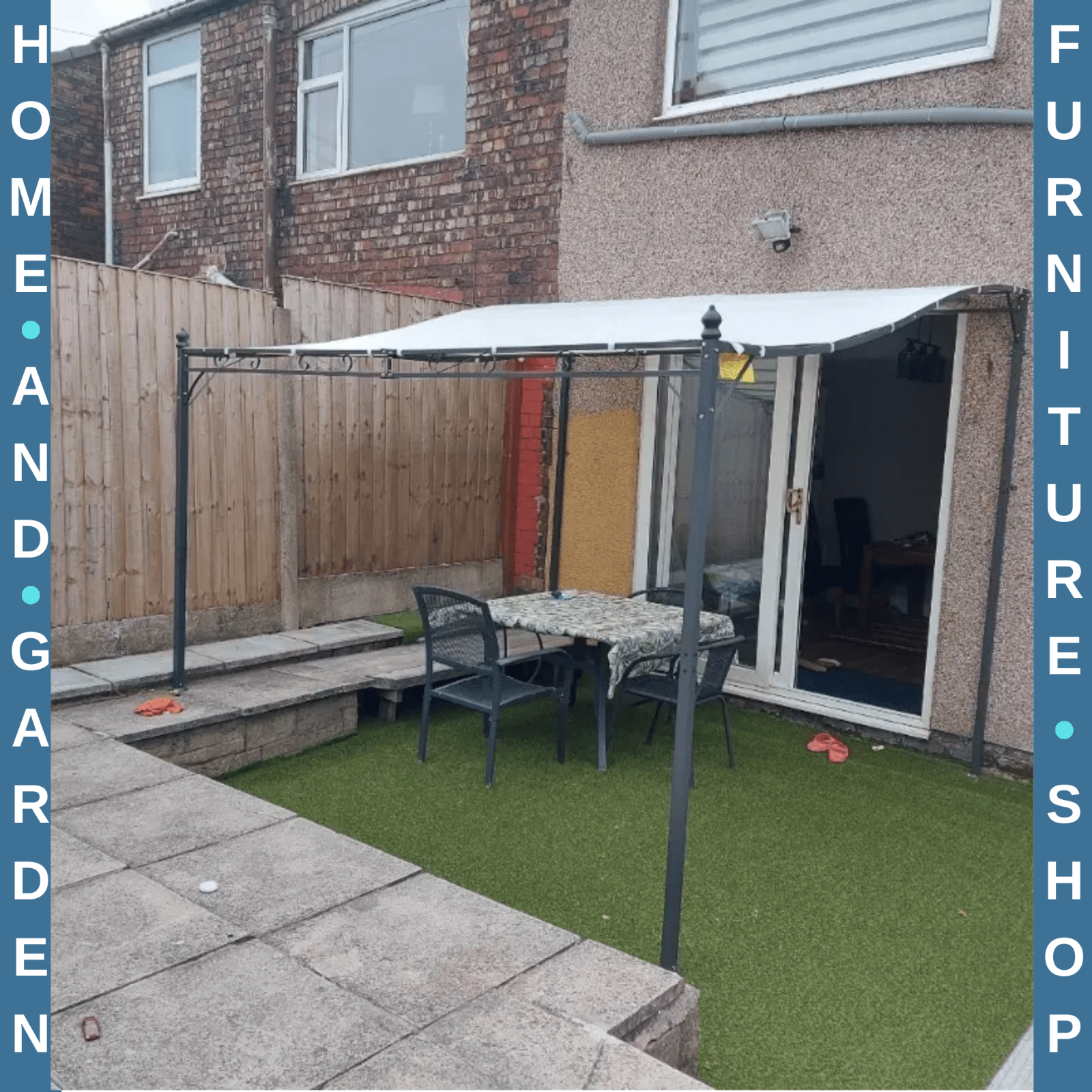 Gazebo Canopy Shade Square Wall Mounted Waterproof & Rust - Resistant Cream White - Home and Garden Furniture Shop - rustic - furniture