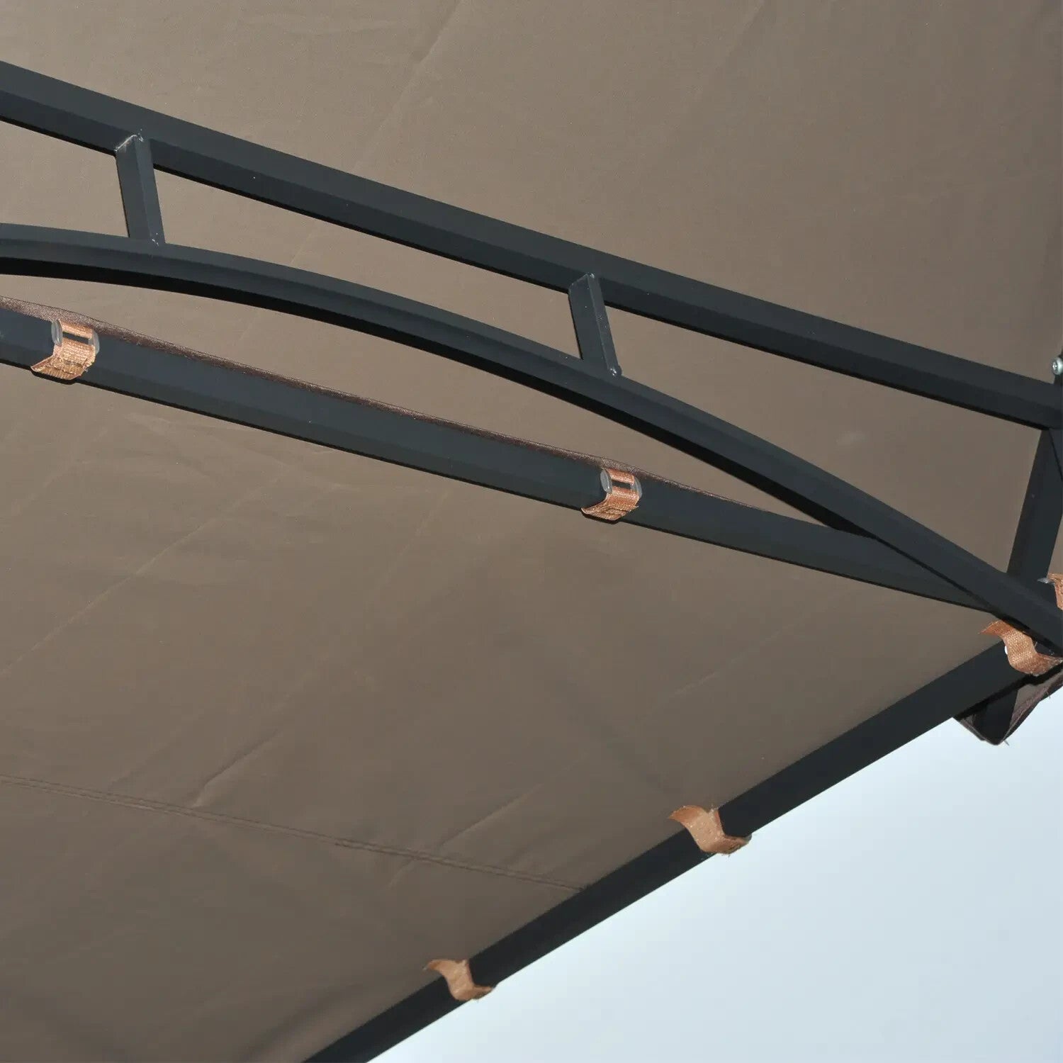 Gazebo Canopy Shelter Double Roof With Extendable Side Awnings & Shelves Coffee - Home and Garden Furniture Shop - #rustic - furniture#