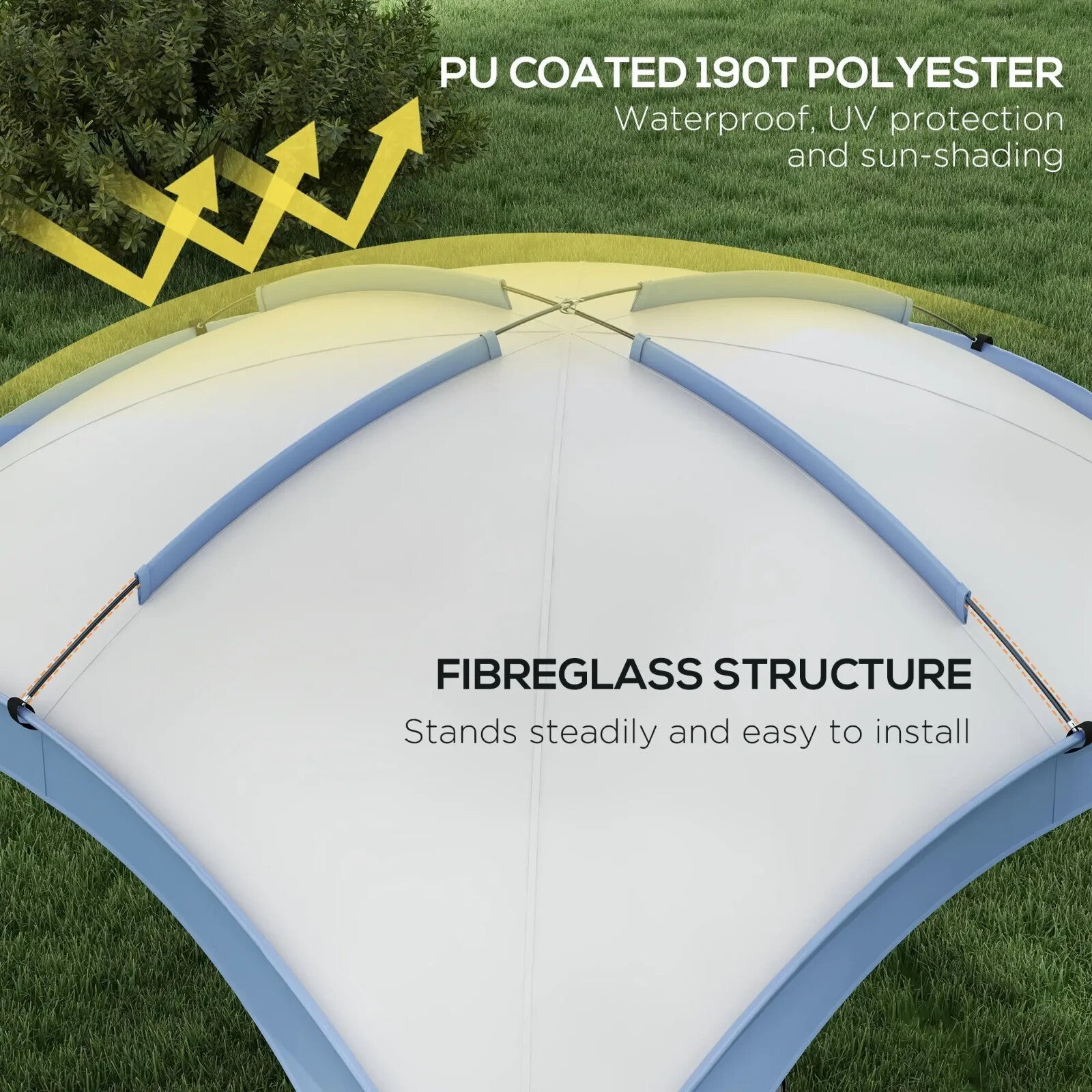 Gazebo Party Tent Dome Polyester Sun Shade Shelter With 12 - Stakes Light Blue - Home and Garden Furniture Shop - rustic - furniture