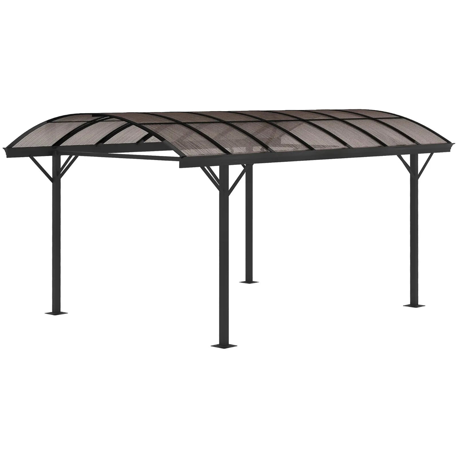 Gazebo Pergola Polycarbonate Roof Sun Shelter Canopy with Expansion Screw Brown - Home and Garden Furniture Shop - rustic - furniture