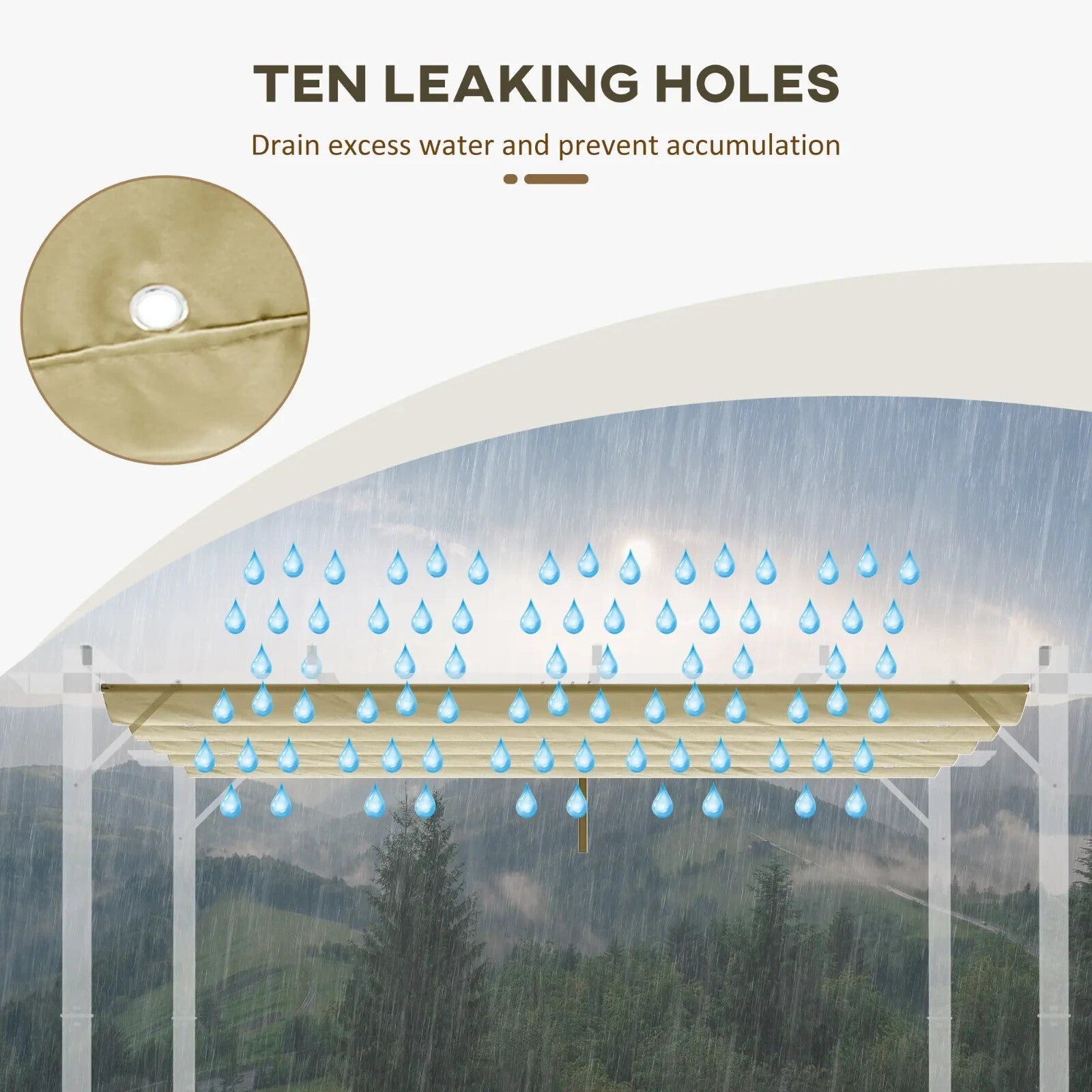 Gazebo Pergola Retractable Roof Sun Shade Canopy Cover with Eight Holes Beige - Home and Garden Furniture Shop - rustic - furniture