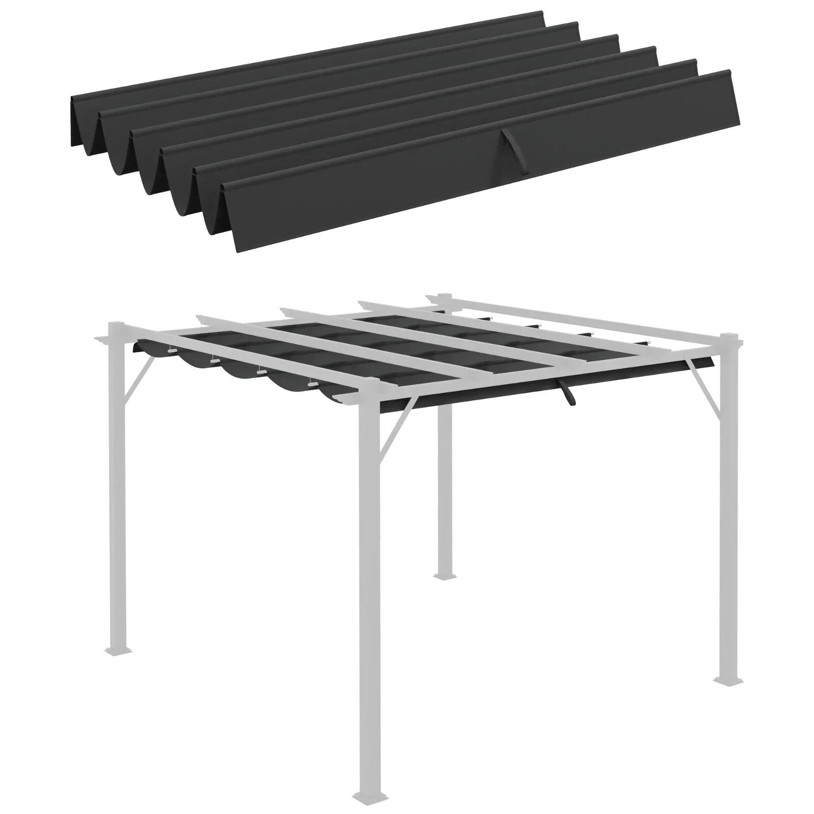 Gazebo Pergola Retractable Roof Sun Shelter Canopy PA Coating w/ Hook Dark Grey - Home and Garden Furniture Shop - rustic - furniture