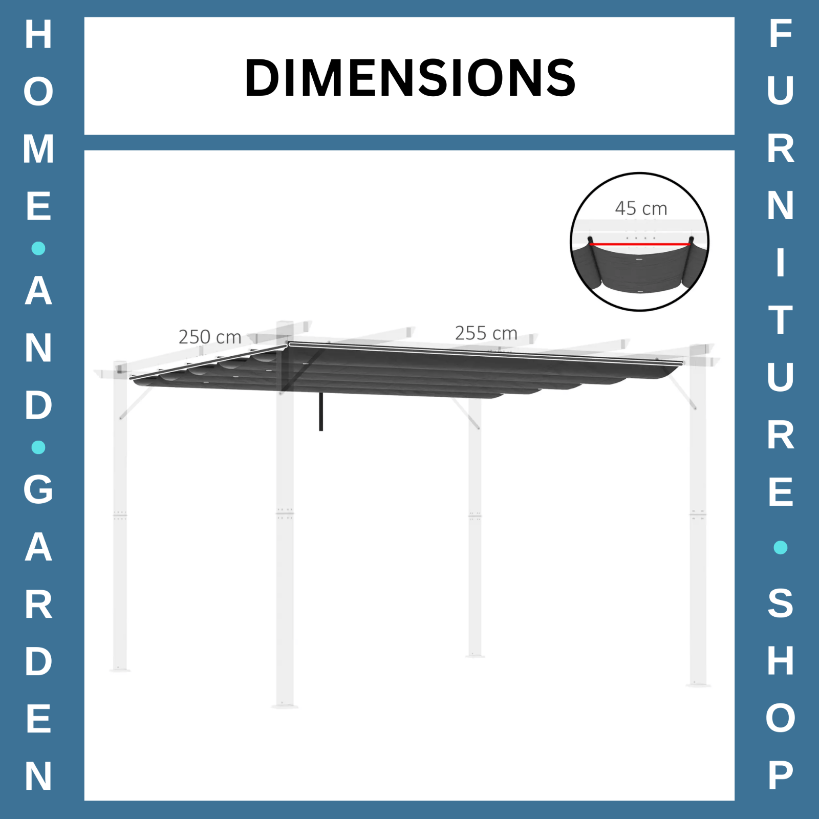 Gazebo Pergola Retractable Roof Sun Shelter Canopy PA Coating w/ Hook Dark Grey - Home and Garden Furniture Shop - rustic - furniture