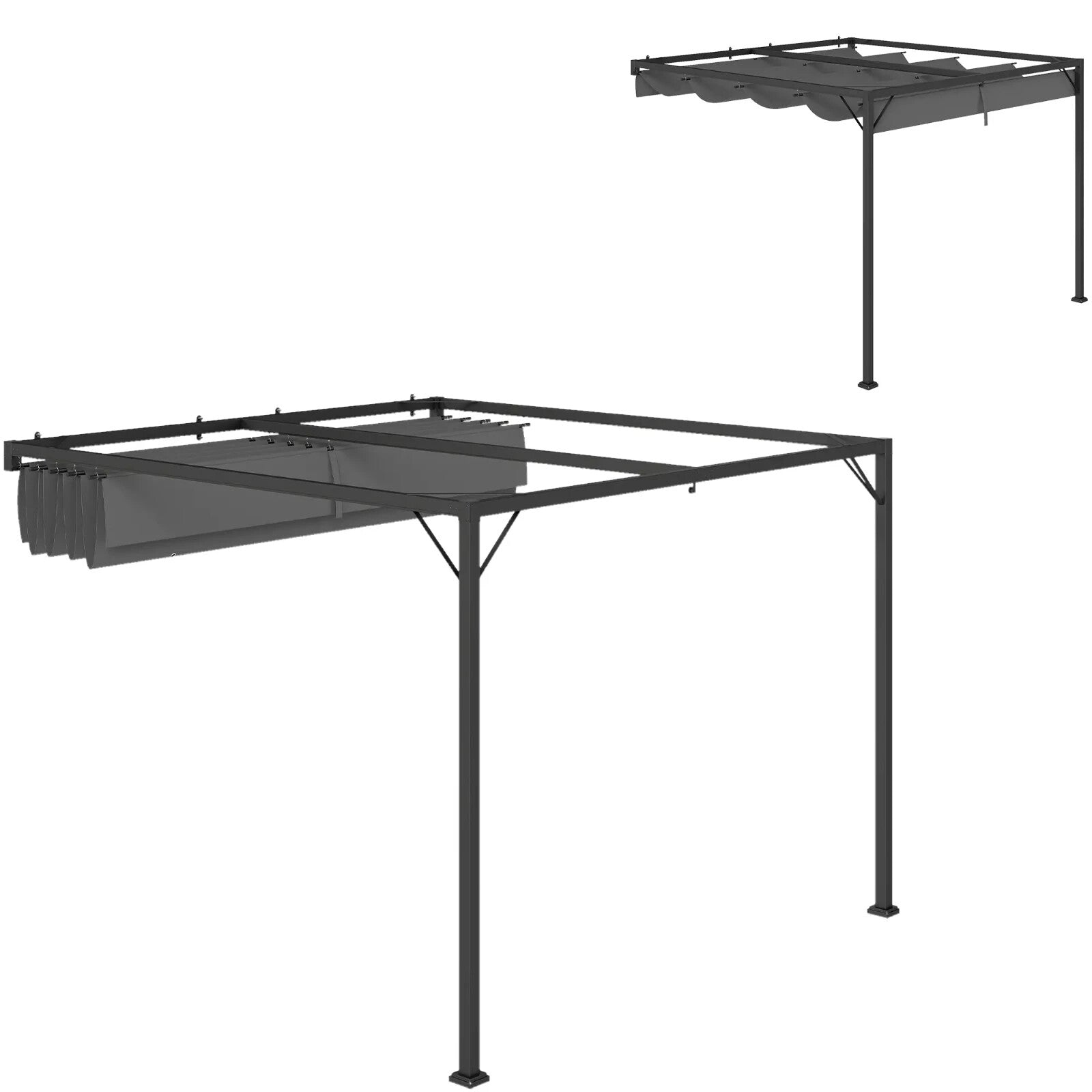 Gazebo Pergola Retractable Roof Sun Shelter Canopy with Adjustable Hight Grey - Home and Garden Furniture Shop - rustic - furniture