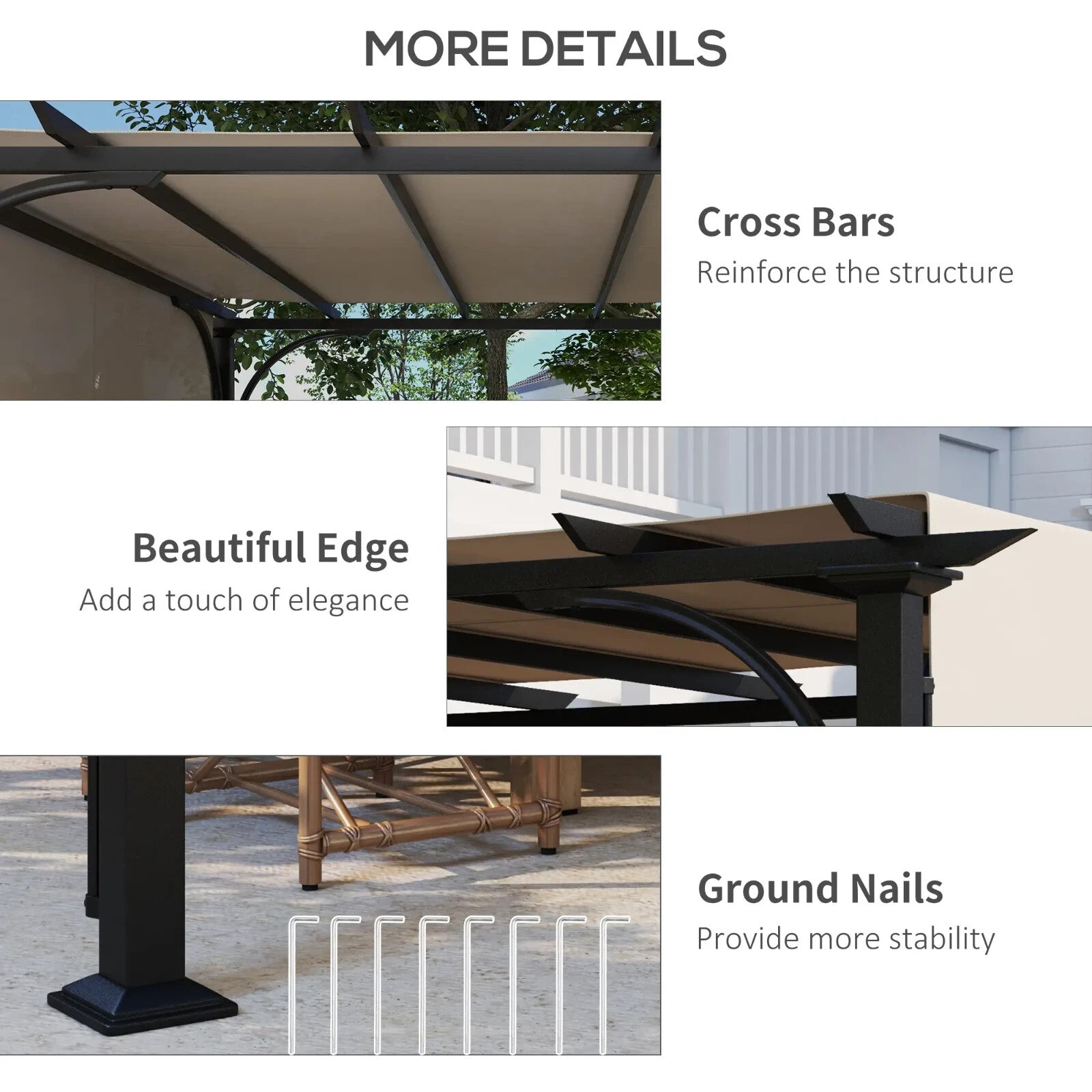 Gazebo Pergola Sun Shelter Canopy with Adjustable Height & Drawstring Beige - Home and Garden Furniture Shop - rustic - furniture