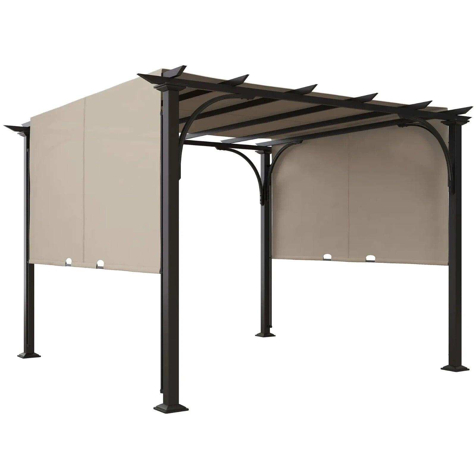 Gazebo Pergola Sun Shelter Canopy with Adjustable Height & Drawstring Beige - Home and Garden Furniture Shop - rustic - furniture