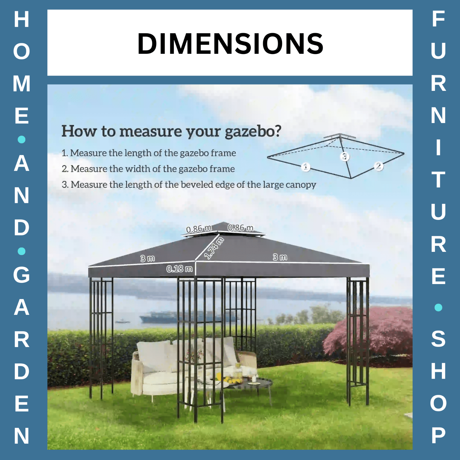 Gazebo Replacement Canopy Top Double Tier Pavilion Roof Polyester Deep Grey - Home and Garden Furniture Shop - rustic - furniture