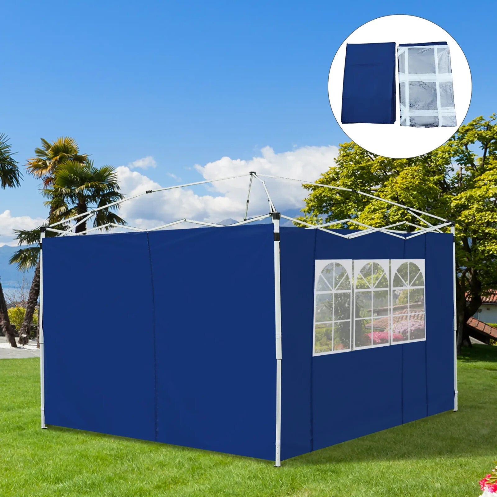 Gazebo Side Wall Panel 2 - Piece Replaceable Weather - Resistant with Window Blue - Home and Garden Furniture Shop - rustic - furniture