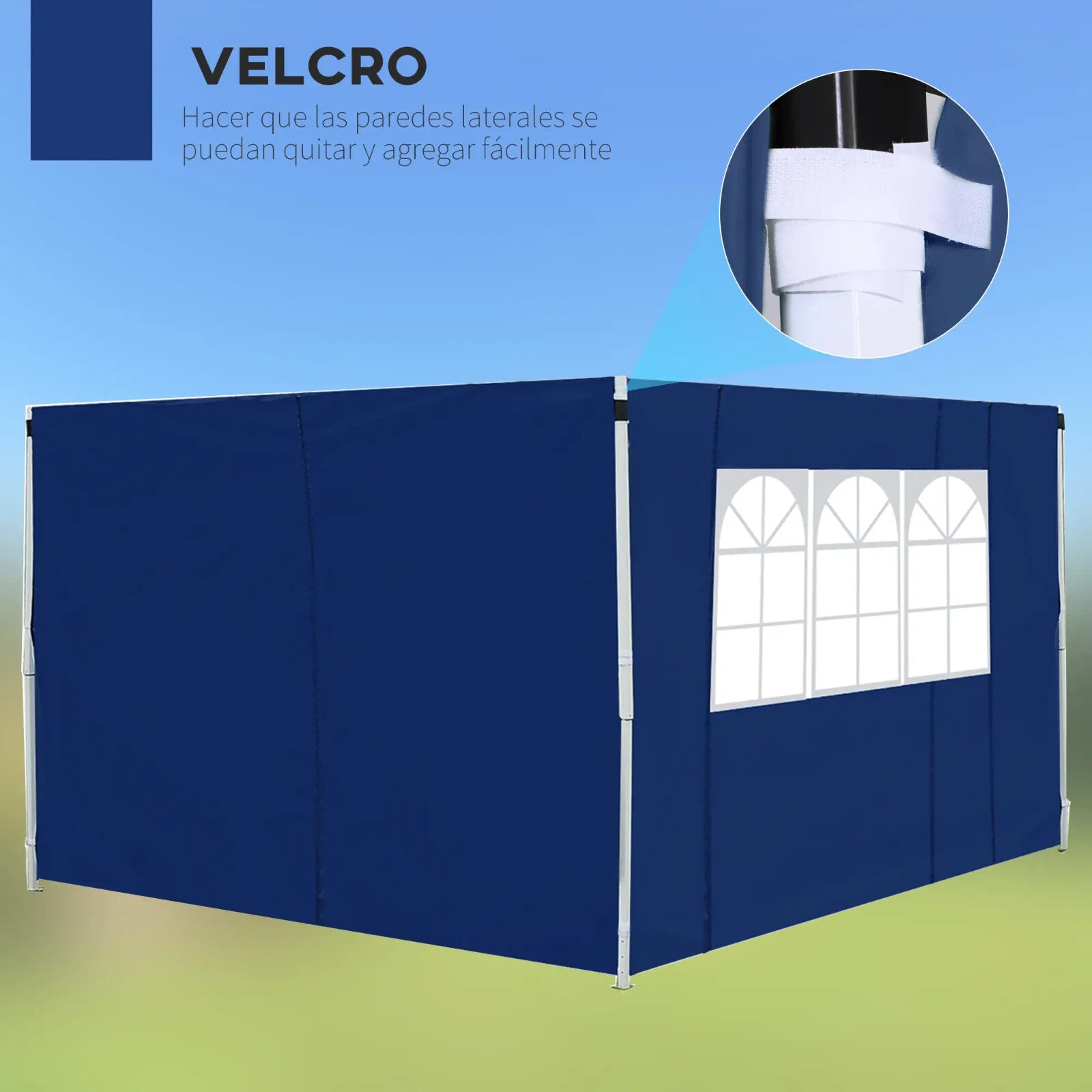 Gazebo Side Wall Panel 2 - Piece Replaceable Weather - Resistant with Window Blue - Home and Garden Furniture Shop - rustic - furniture