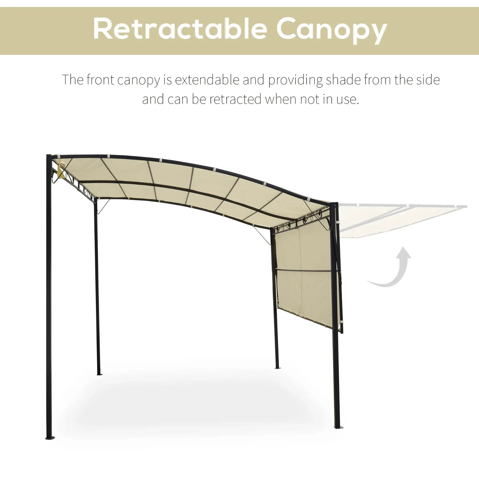 Gazebo Sunshade Shelter Rectangle Wall Mounted with Extended Canopy Cream White - Home and Garden Furniture Shop - rustic - furniture