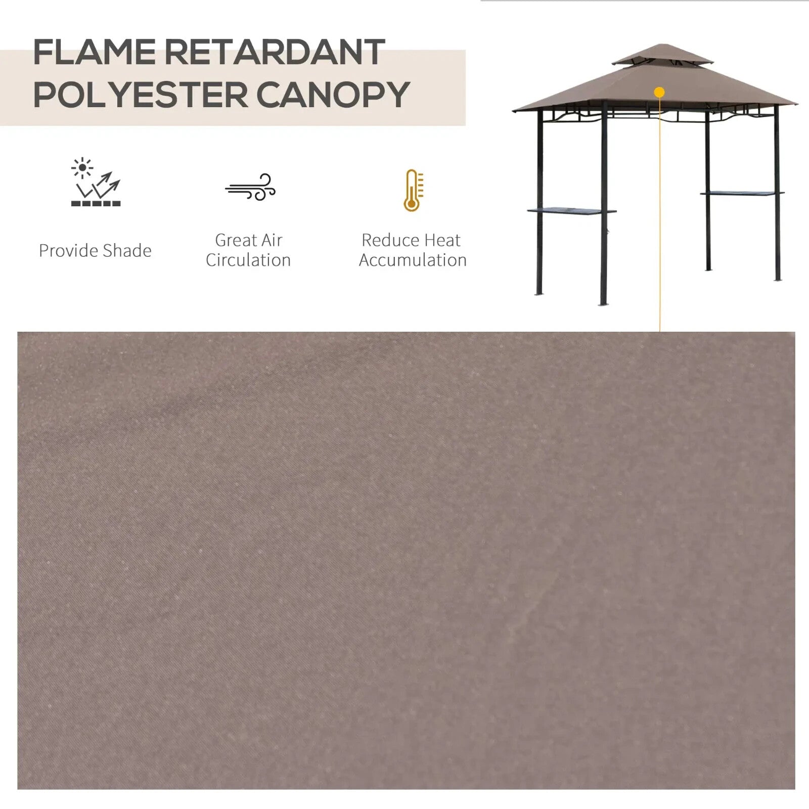 Gazebo Tent 2 - Tier Sun Shelter Canopy with Side Shelves & Barbecue Grill Brown - Home and Garden Furniture Shop - rustic - furniture