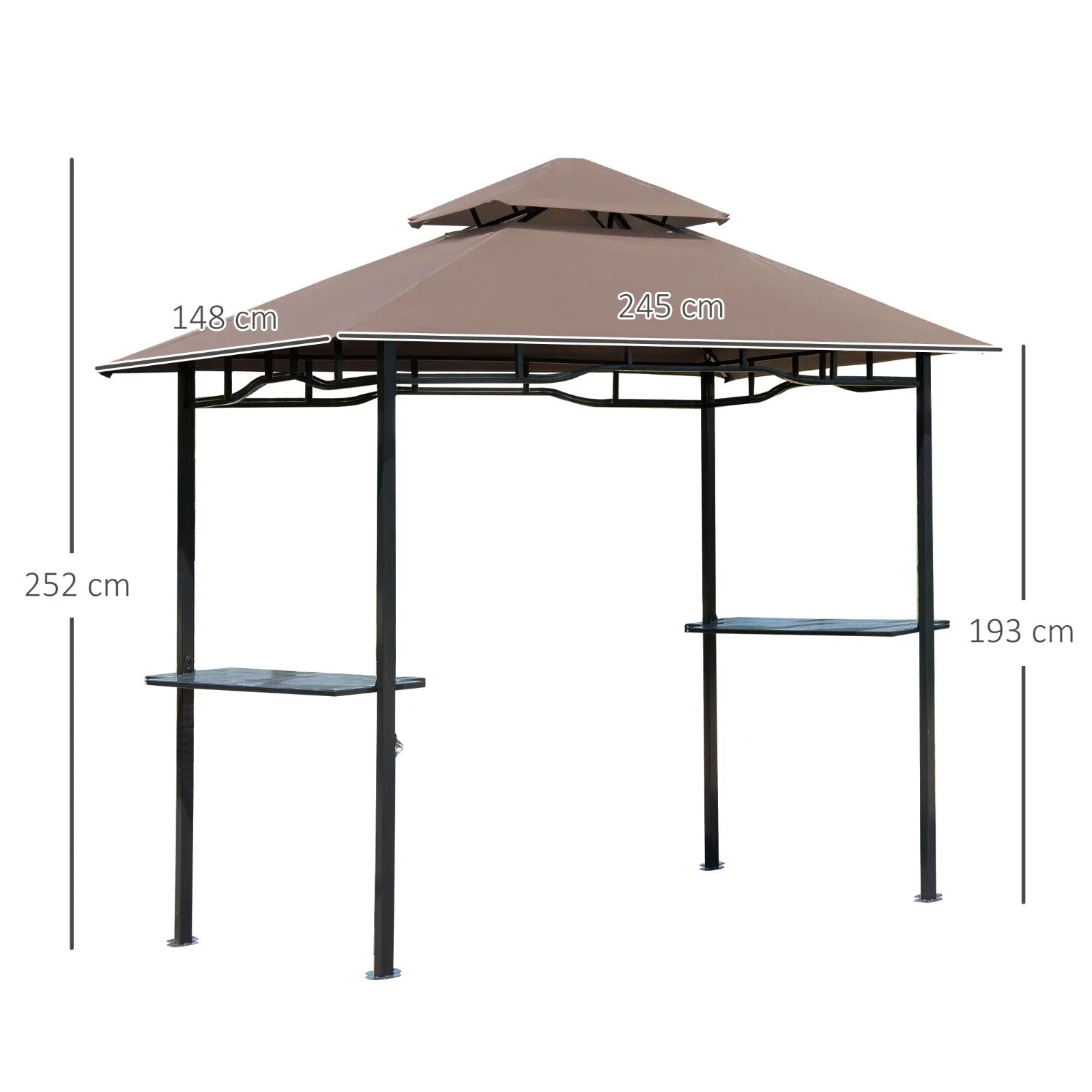 Gazebo Tent 2 - Tier Sun Shelter Canopy with Side Shelves & Barbecue Grill Brown - Home and Garden Furniture Shop - rustic - furniture