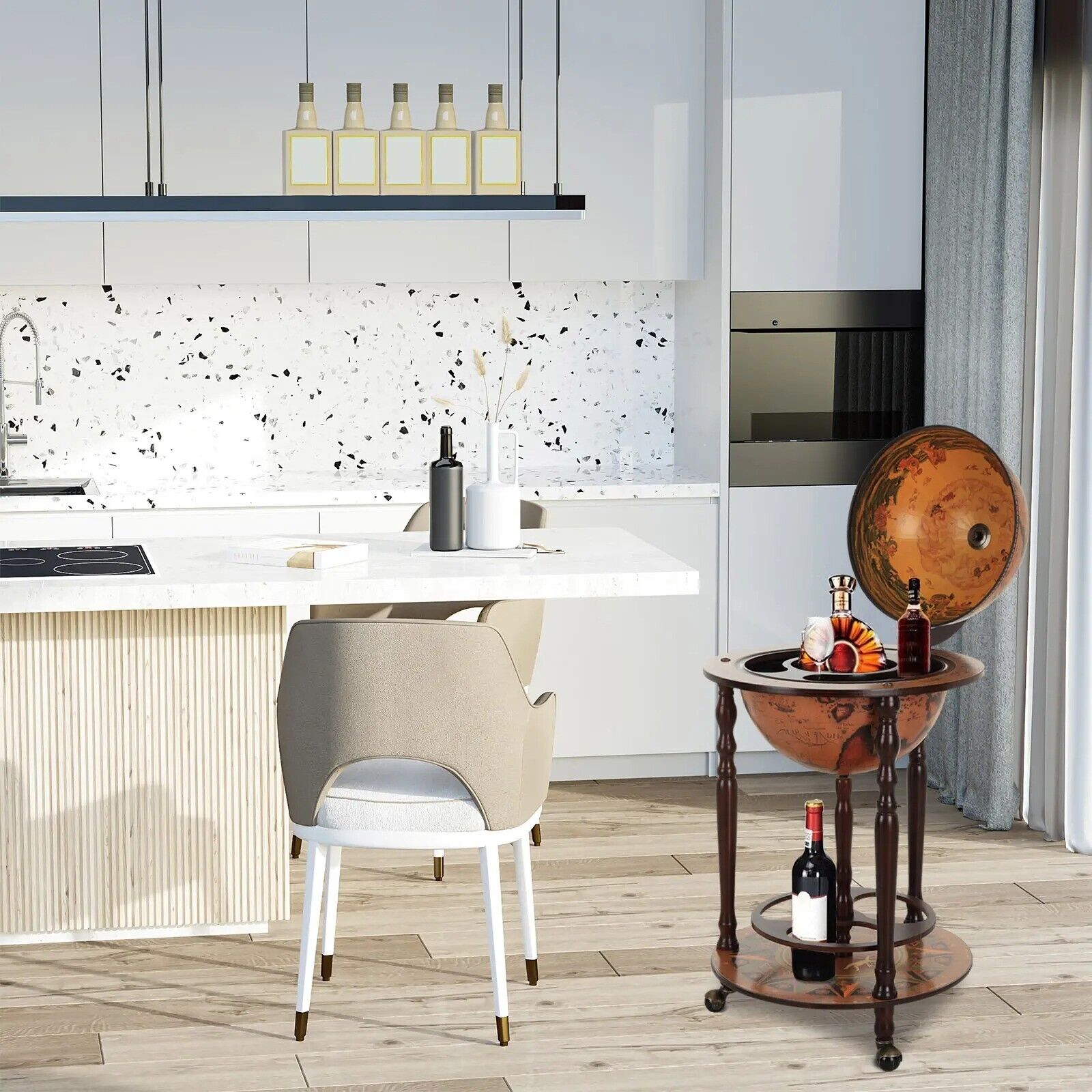 Globe Drinks Cabinet Trolley Retro Bar Wine Rack Glass Alcohol Bottle Storage - Home and Garden Furniture Shop - rustic - furniture