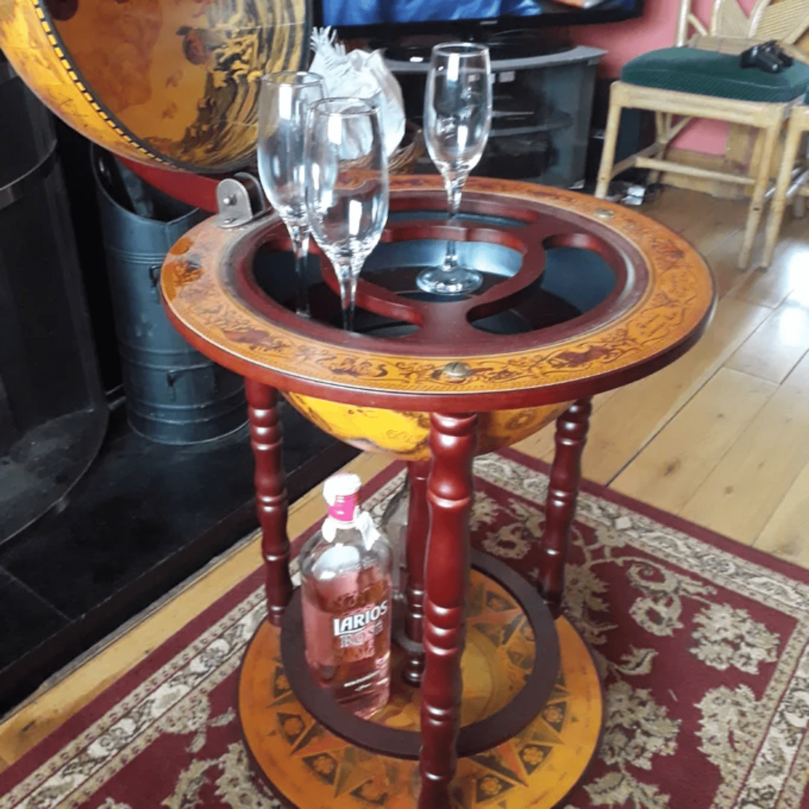 Globe Drinks Cabinet Trolley Retro Bar Wine Rack Glass Alcohol Bottle Storage - Home and Garden Furniture Shop - rustic - furniture