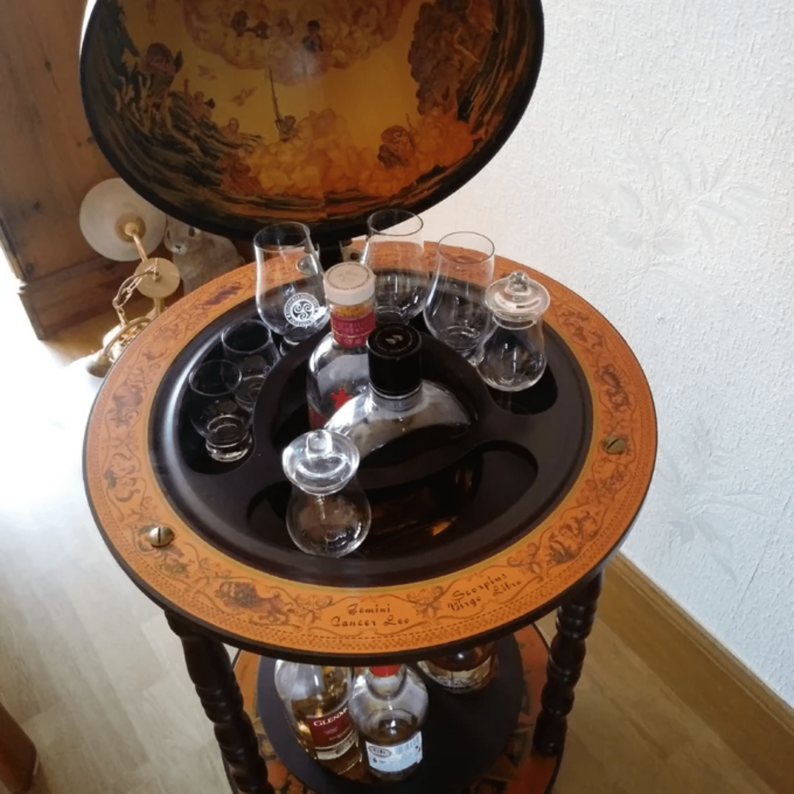 Globe Drinks Cabinet Trolley Retro Bar Wine Rack Glass Alcohol Bottle Storage - Home and Garden Furniture Shop - rustic - furniture