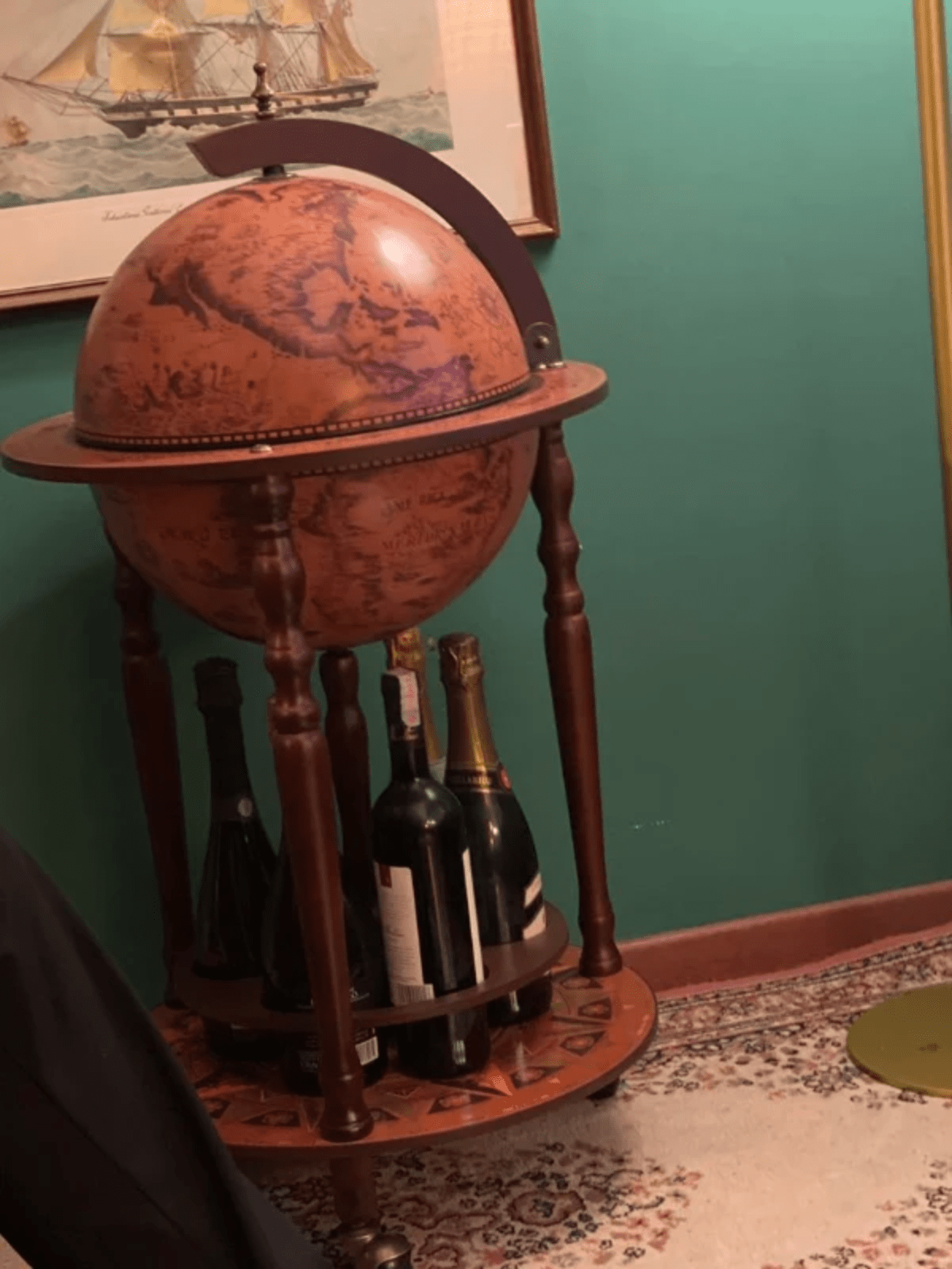 Globe Drinks Cabinet Trolley Retro Bar Wine Rack Glass Alcohol Bottle Storage - Home and Garden Furniture Shop - rustic - furniture