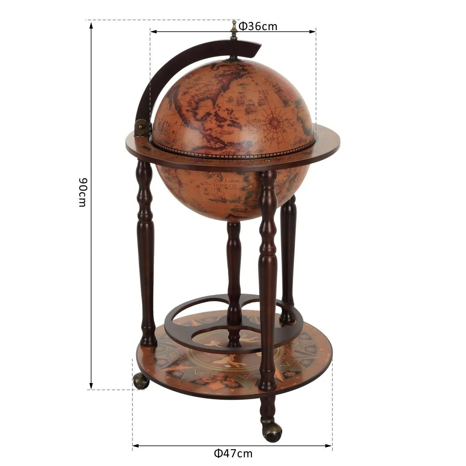 Globe Drinks Cabinet Trolley Retro Bar Wine Rack Glass Alcohol Bottle Storage - Home and Garden Furniture Shop - rustic - furniture