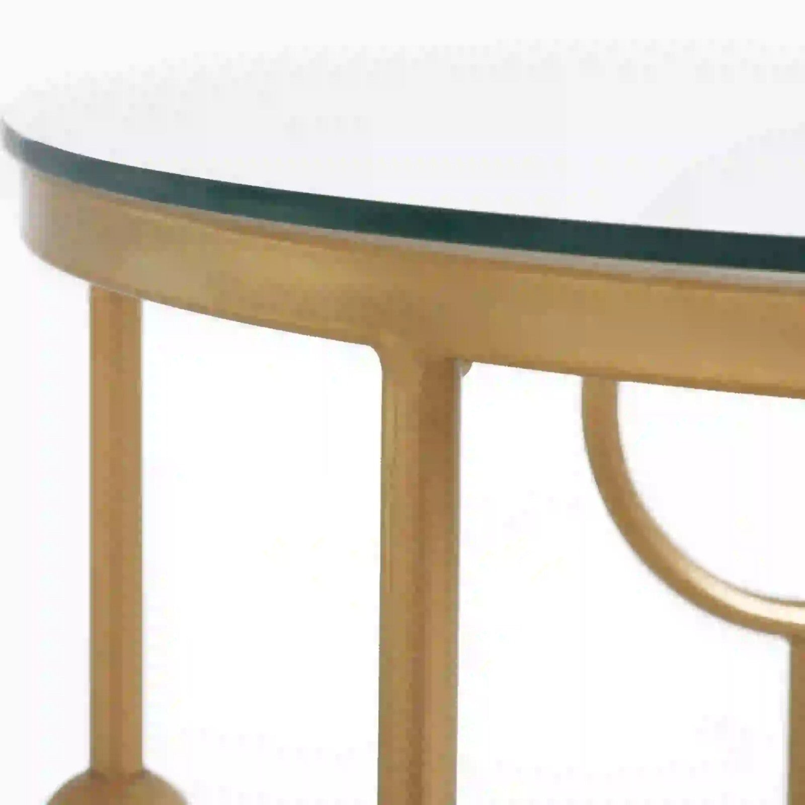 Gold Set of 2 Nesting Coffee Tables Nest Side End Table Set Glass Top Metal Legs - Home and Garden Furniture Shop - rustic - furniture