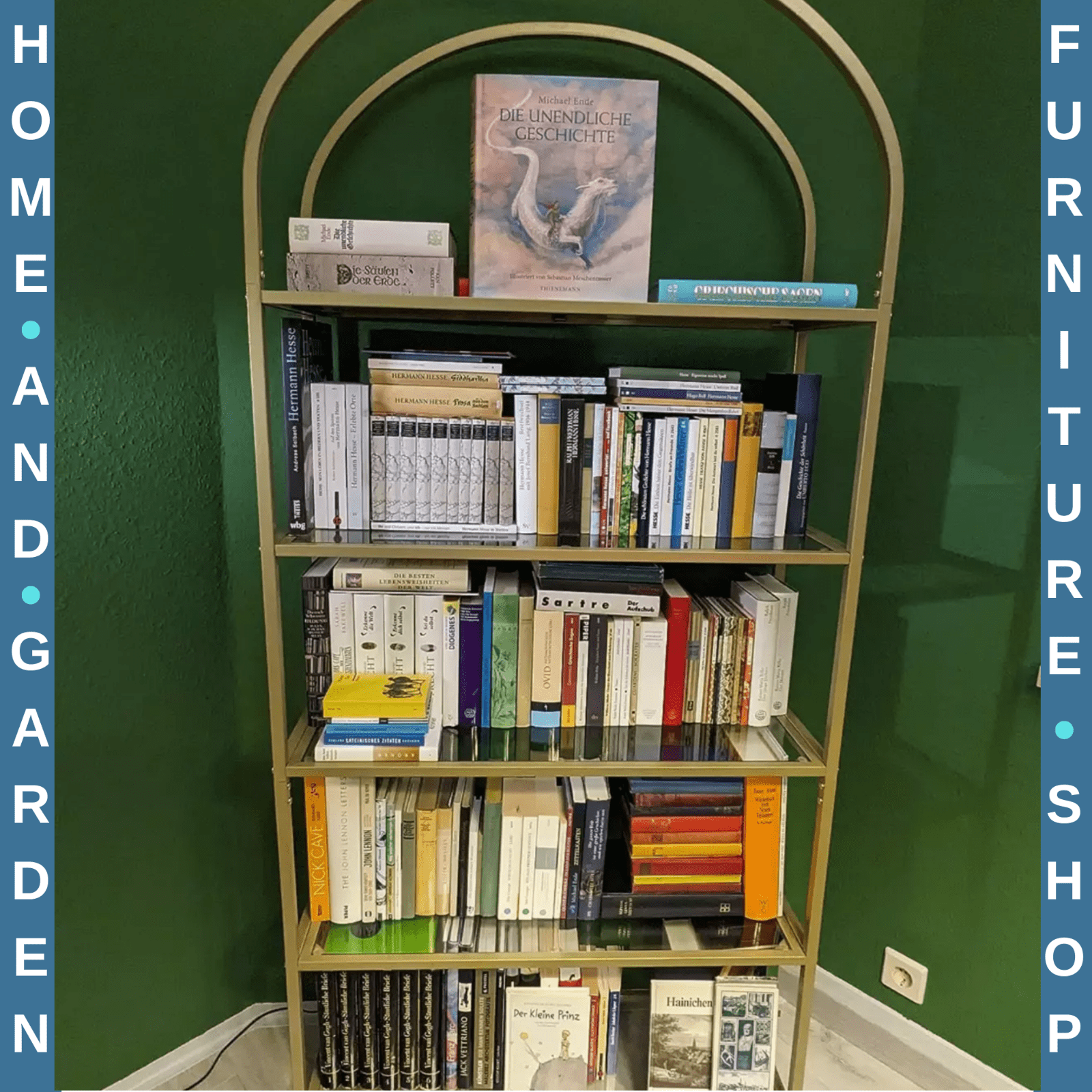 Gold Shelving Unit Display Cabinet Storage Glass Large Bookcase Vintage Metal UK - Home and Garden Furniture Shop - rustic - furniture