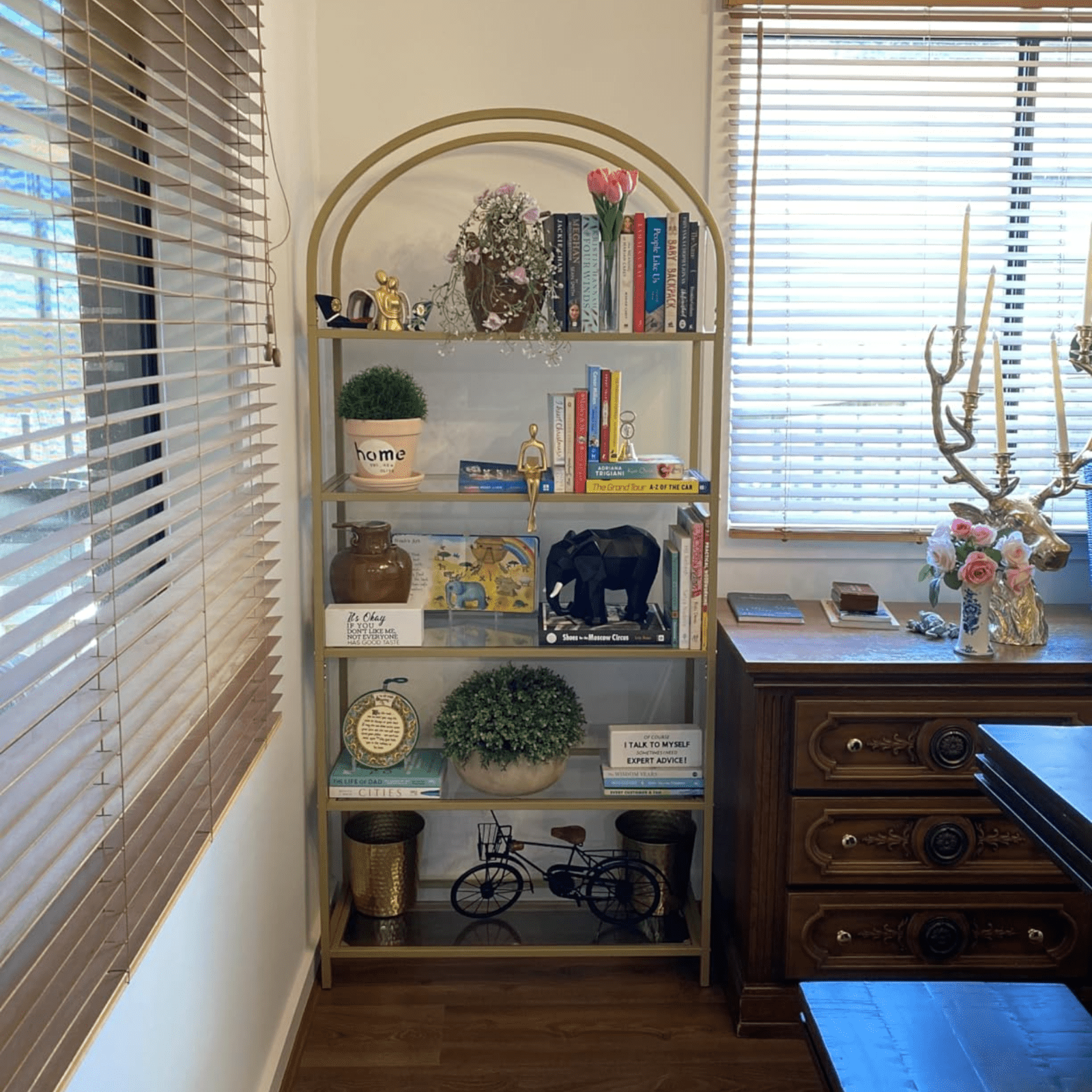 Gold Shelving Unit Display Cabinet Storage Glass Large Bookcase Vintage Metal UK - Home and Garden Furniture Shop - rustic - furniture