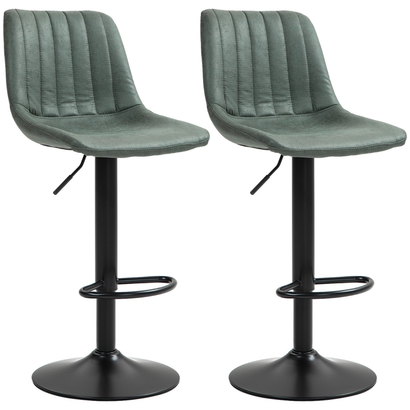 Green Bar Stools Set Of 2 360 Swivel Seat Retro Tub Counter Metal Frame Footrest - Home and Garden Furniture Shop - rustic - furniture