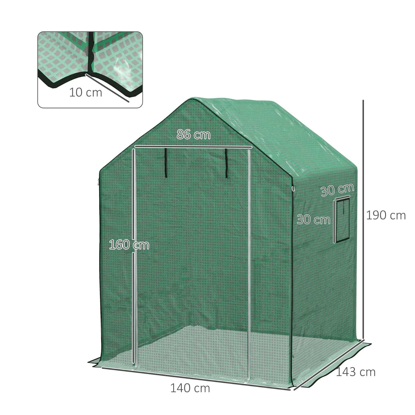 Greenhouse Replacement Cover 3 - Layer with Roll - Up Door & Mesh Windows Green - Home and Garden Furniture Shop - rustic - furniture