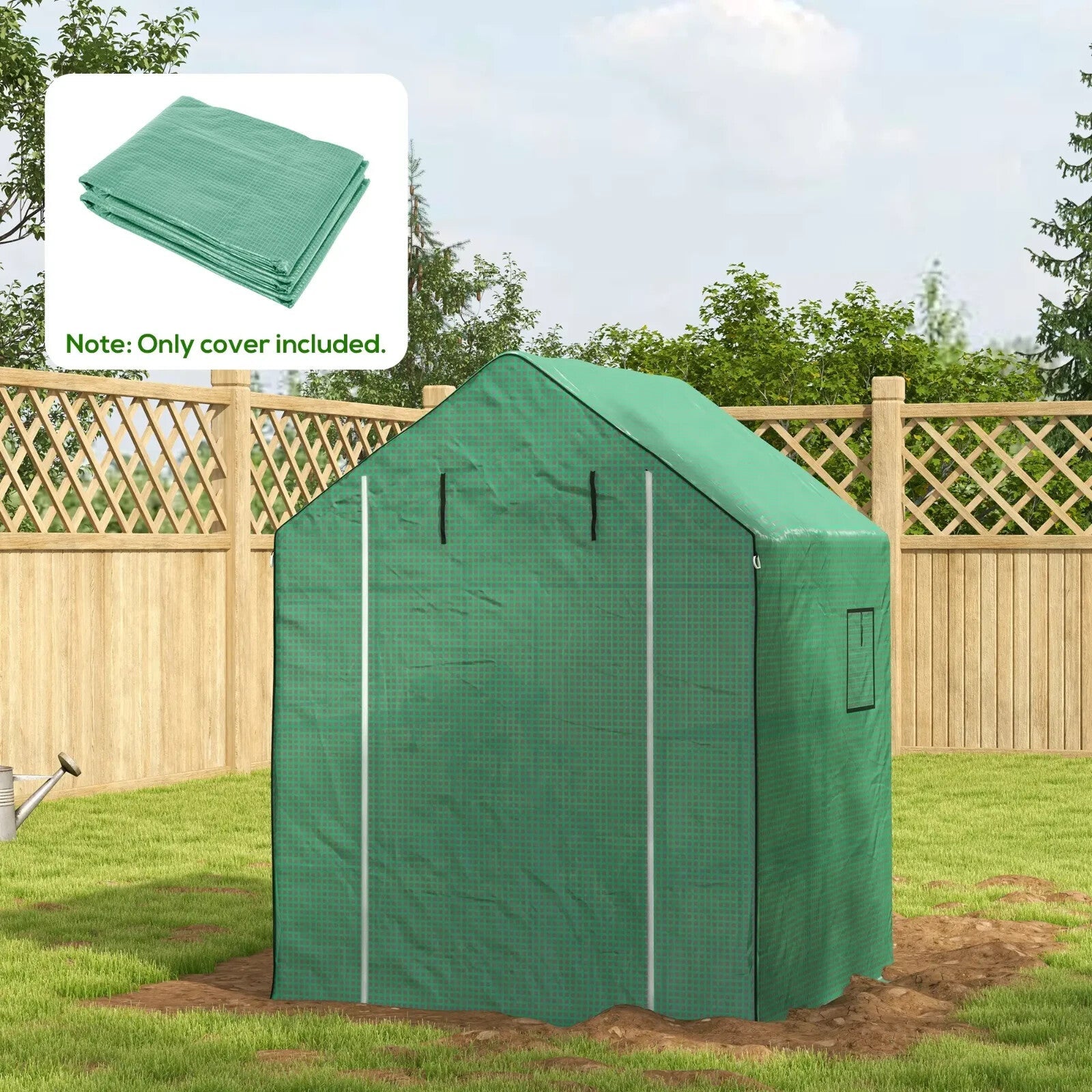 Greenhouse Replacement Cover 3 - Layer with Roll - Up Door & Mesh Windows Green - Home and Garden Furniture Shop - rustic - furniture