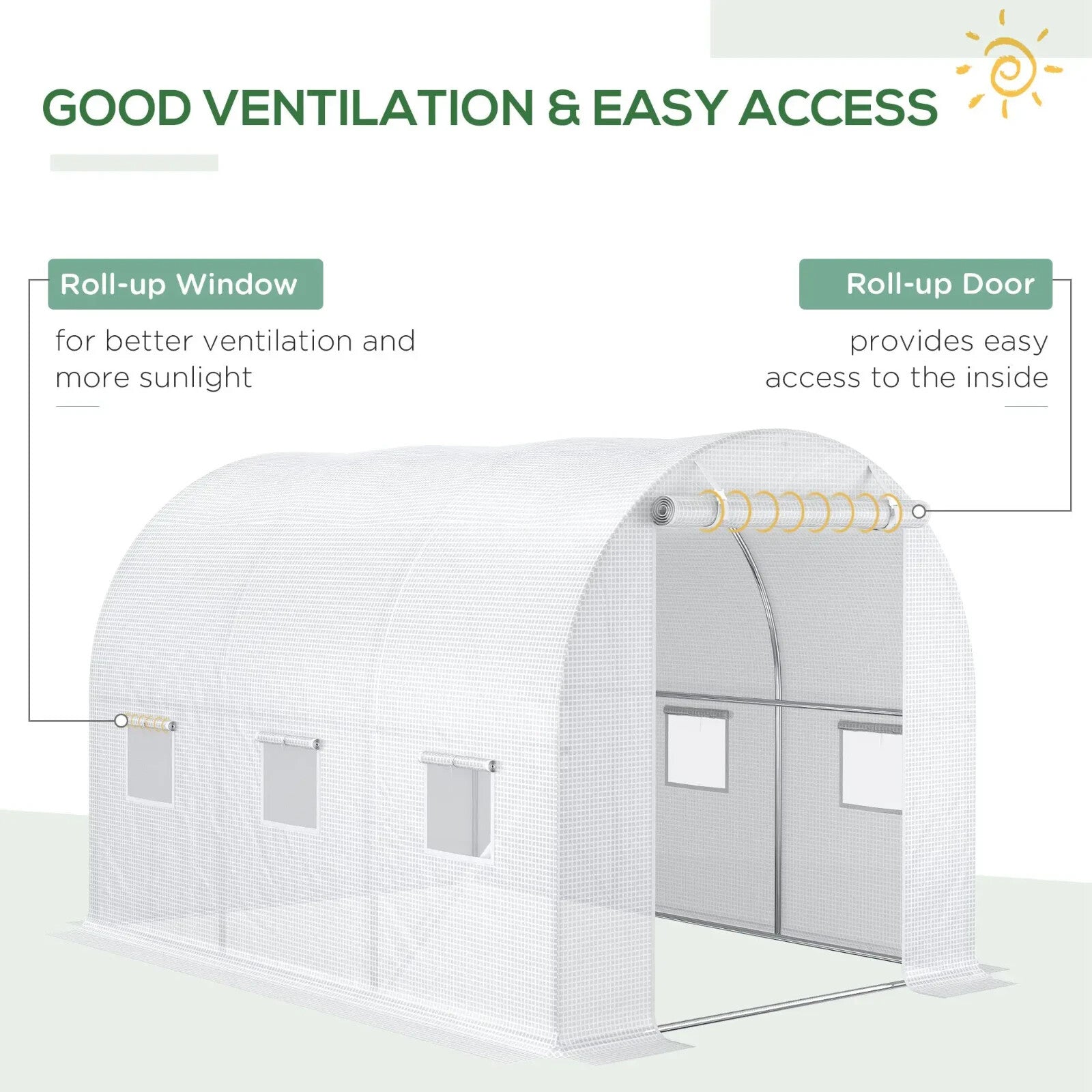 Greenhouse Replacement Cover For Tunnel Walk In W/ Roll - Up & Zipper Door White - Home and Garden Furniture Shop - rustic - furniture