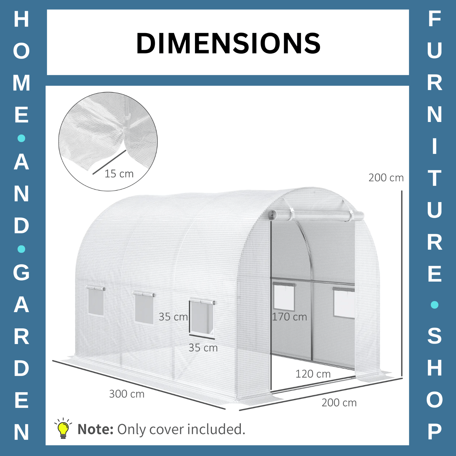 Greenhouse Replacement Cover For Tunnel Walk In W/ Roll - Up & Zipper Door White - Home and Garden Furniture Shop - rustic - furniture